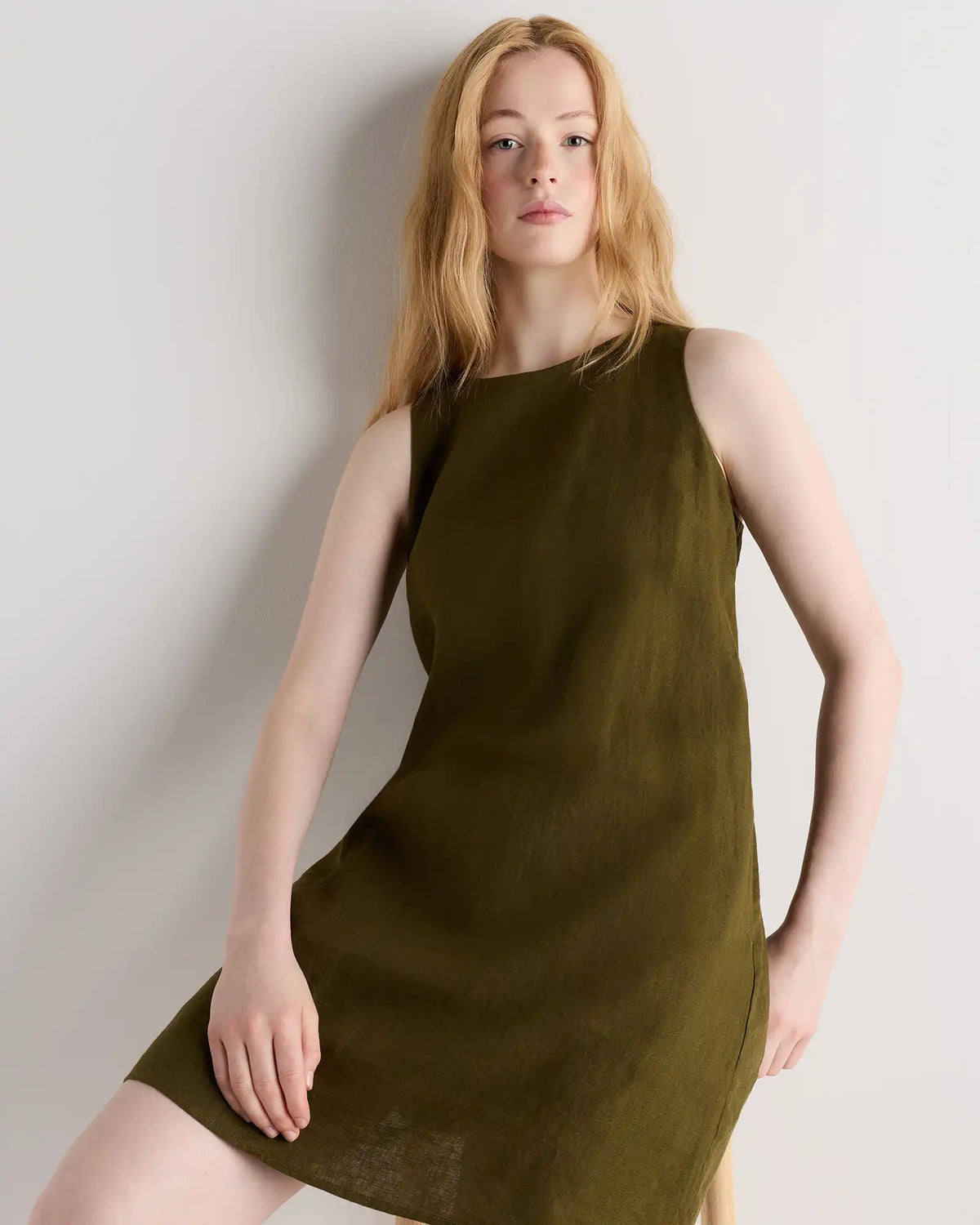 100% European Linen Tank Mini Dress
