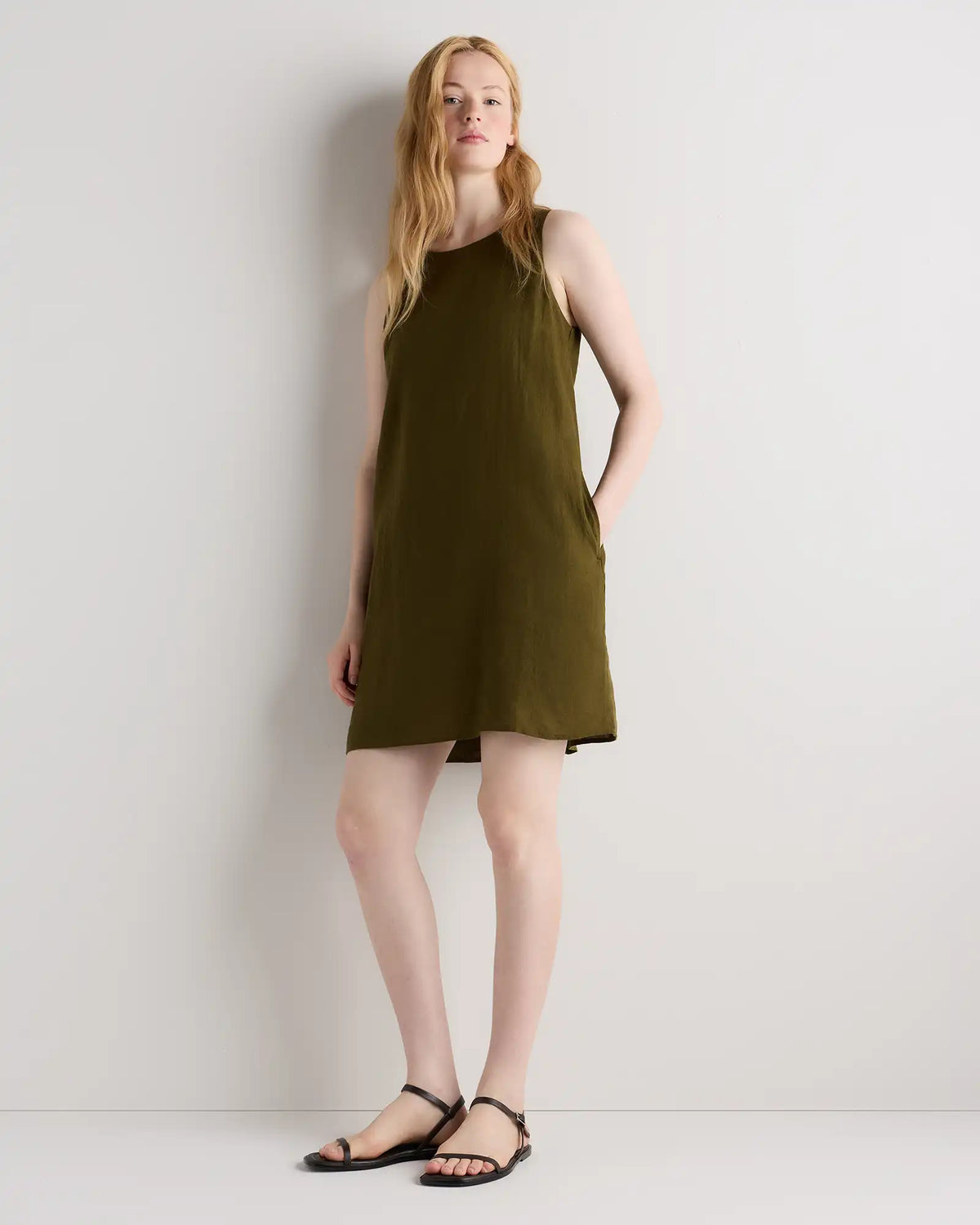 100% European Linen Tank Mini Dress