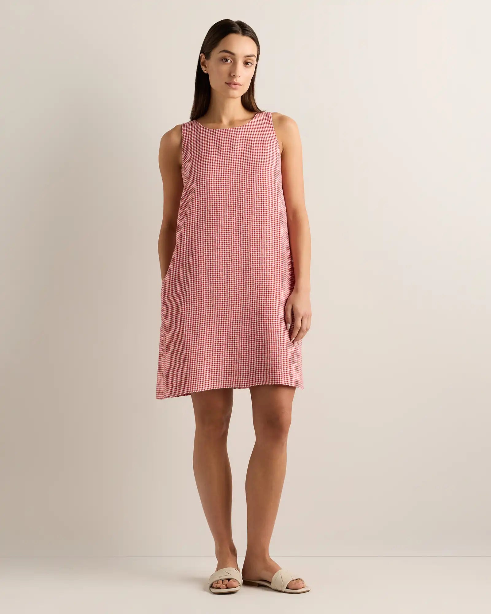 100% European Linen Tank Mini Dress