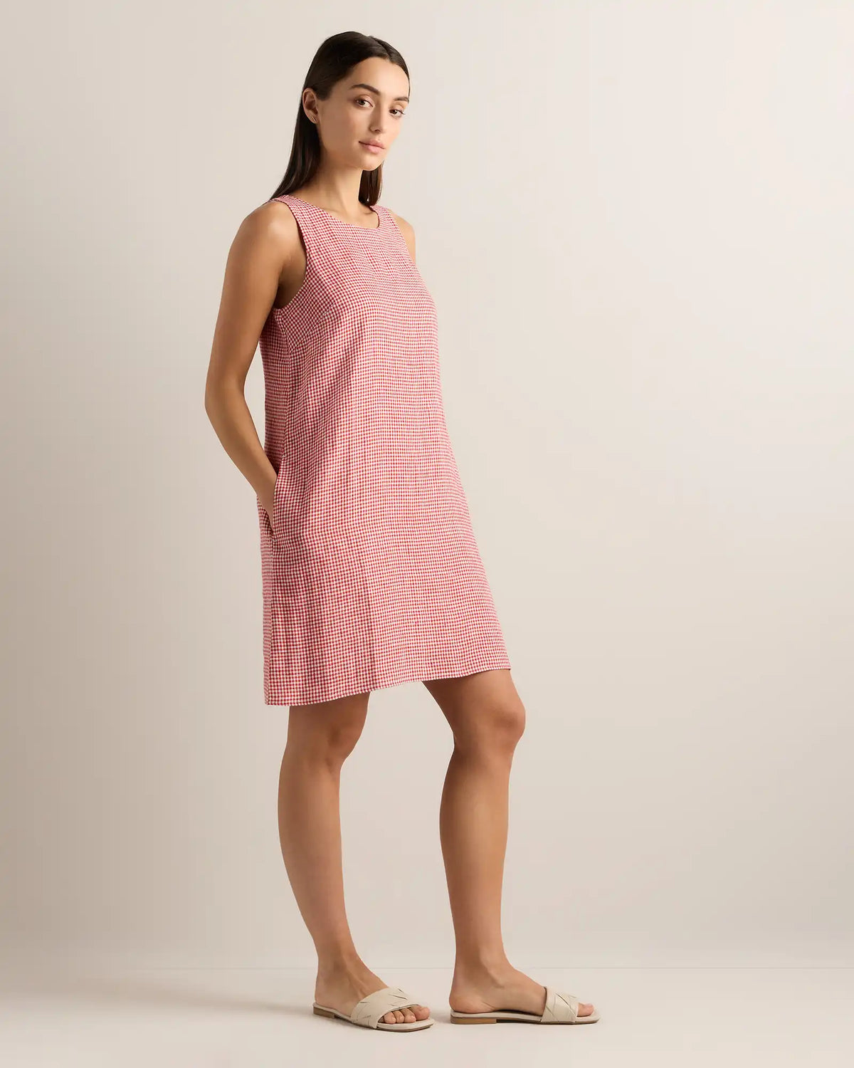 100% European Linen Tank Mini Dress