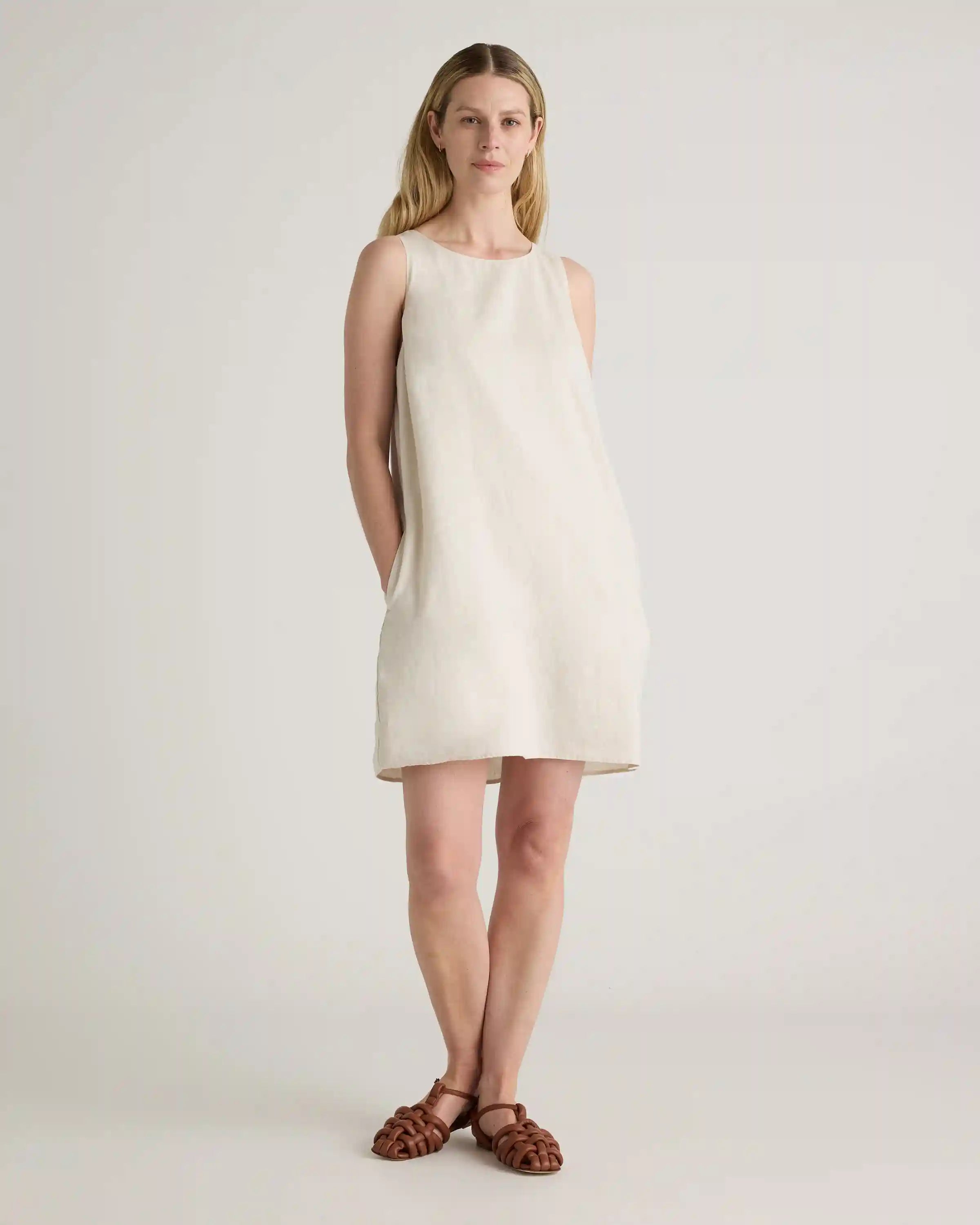 100% European Linen Tank Mini Dress