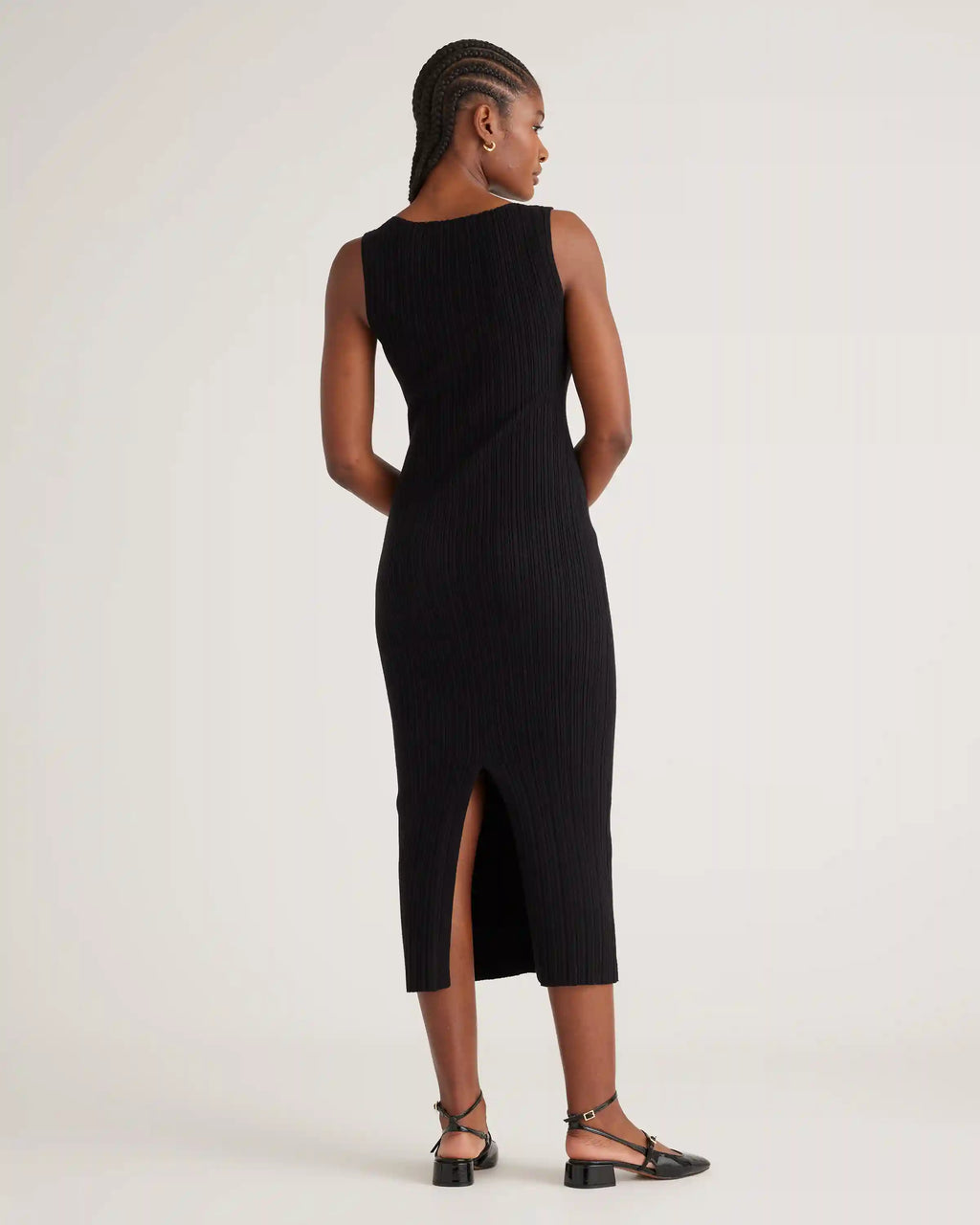Cotton Cashmere Ribbed Sleeveless Midi Dress