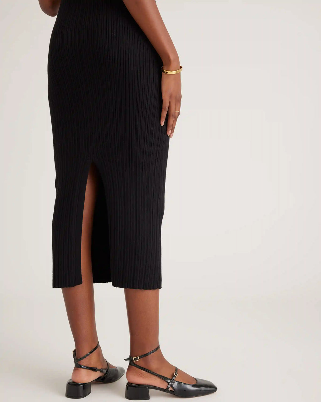 Cotton Cashmere Ribbed Sleeveless Midi Dress