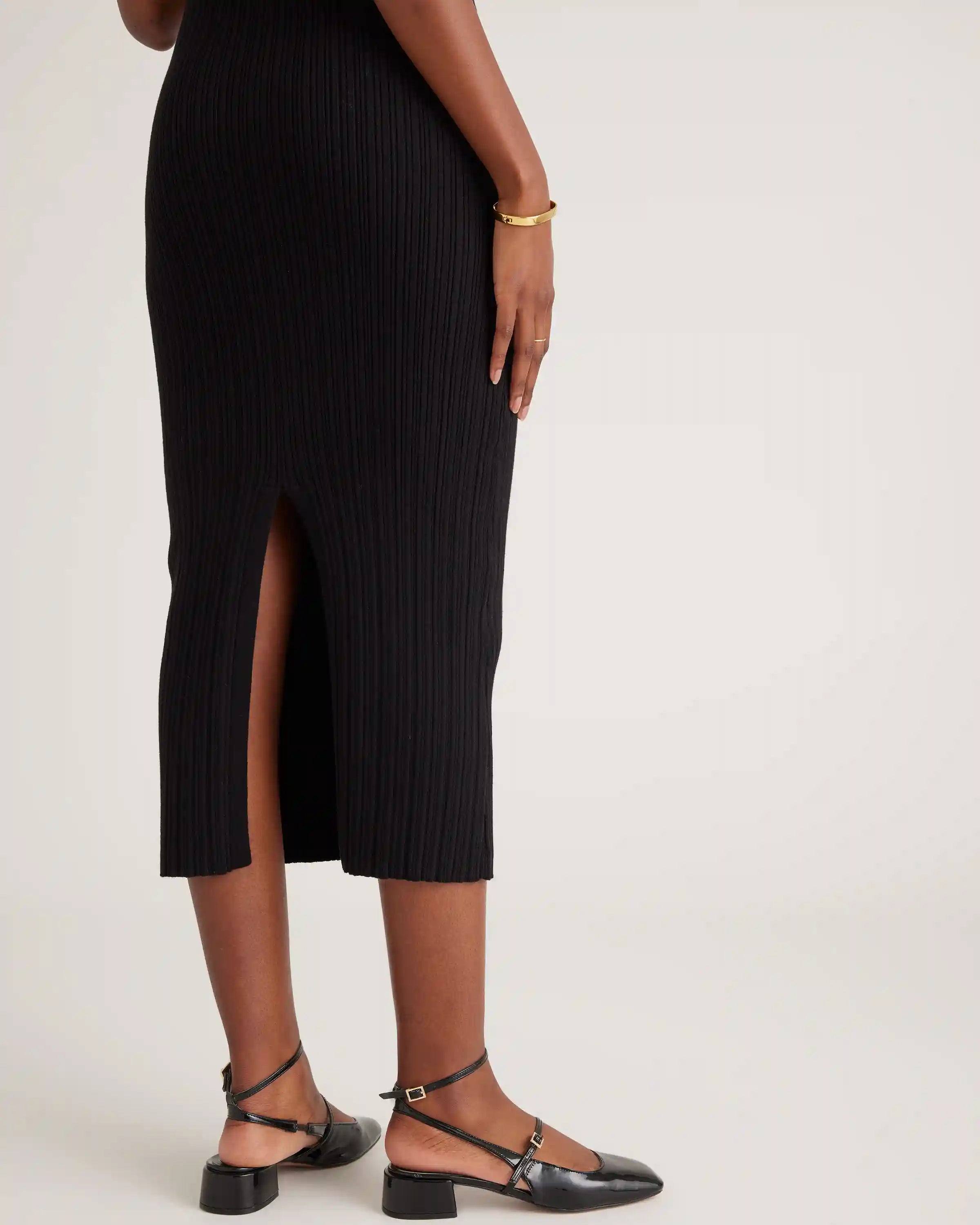 Cotton Cashmere Ribbed Sleeveless Midi Dress