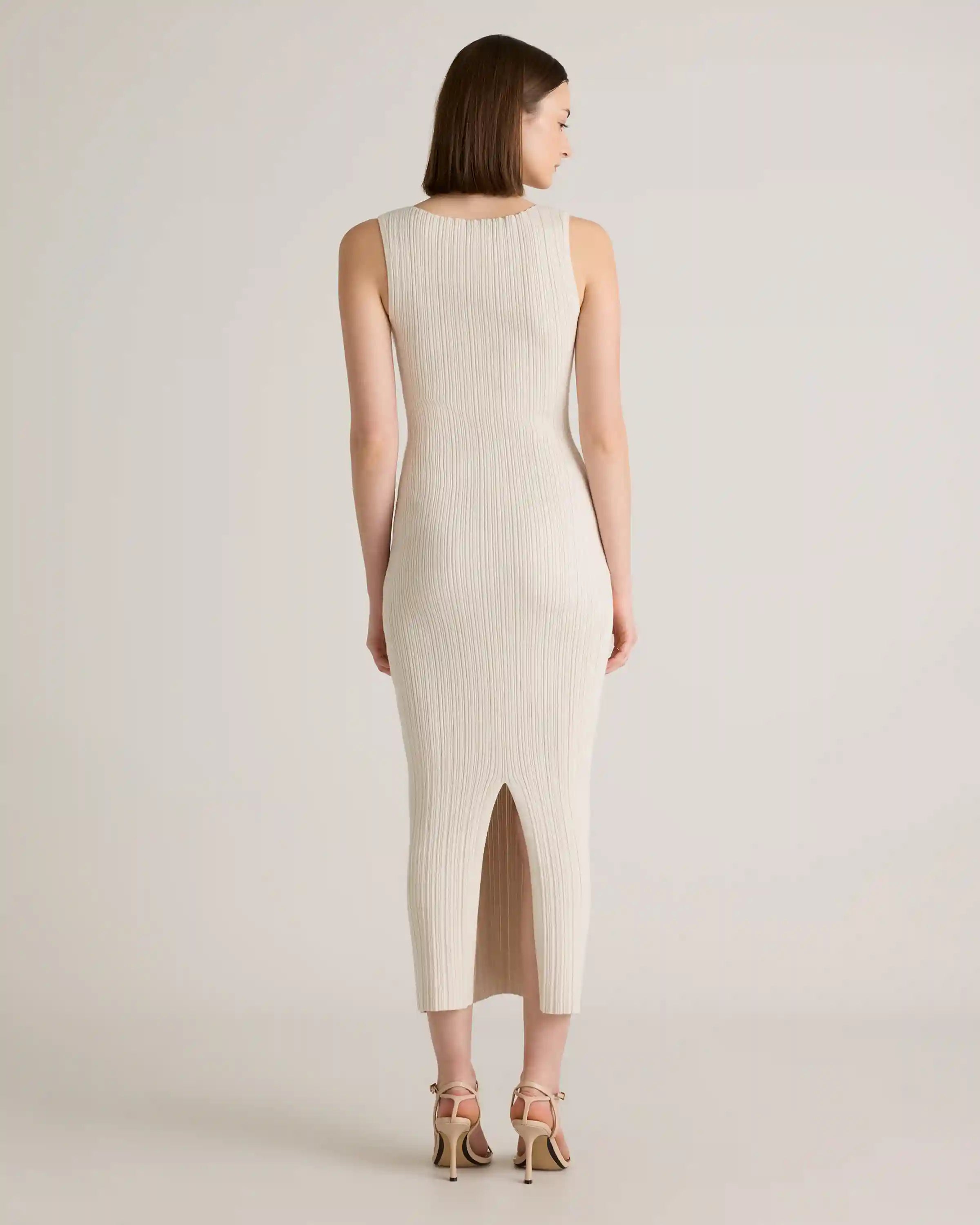 Cotton Cashmere Ribbed Sleeveless Midi Dress