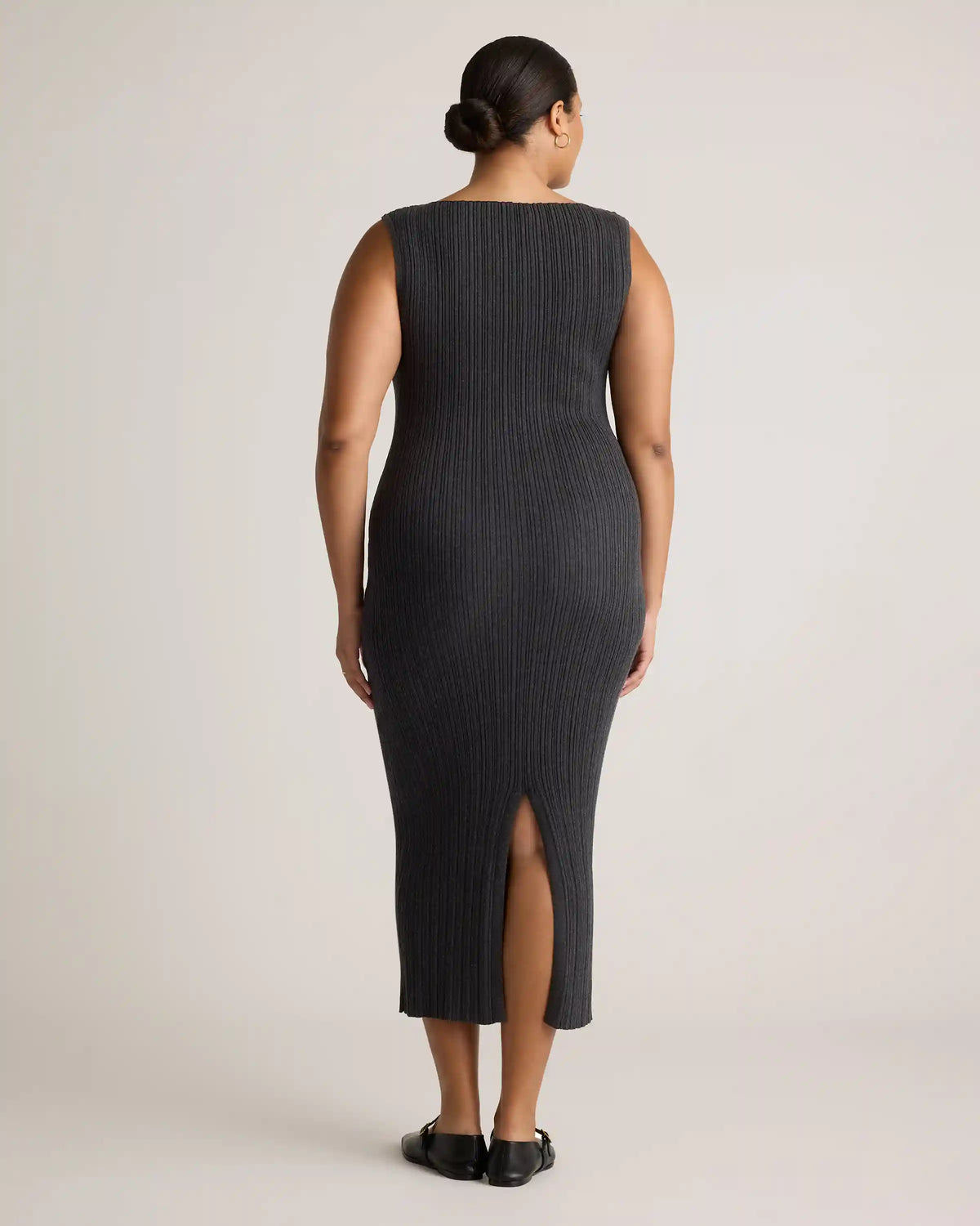 Cotton Cashmere Ribbed Sleeveless Midi Dress