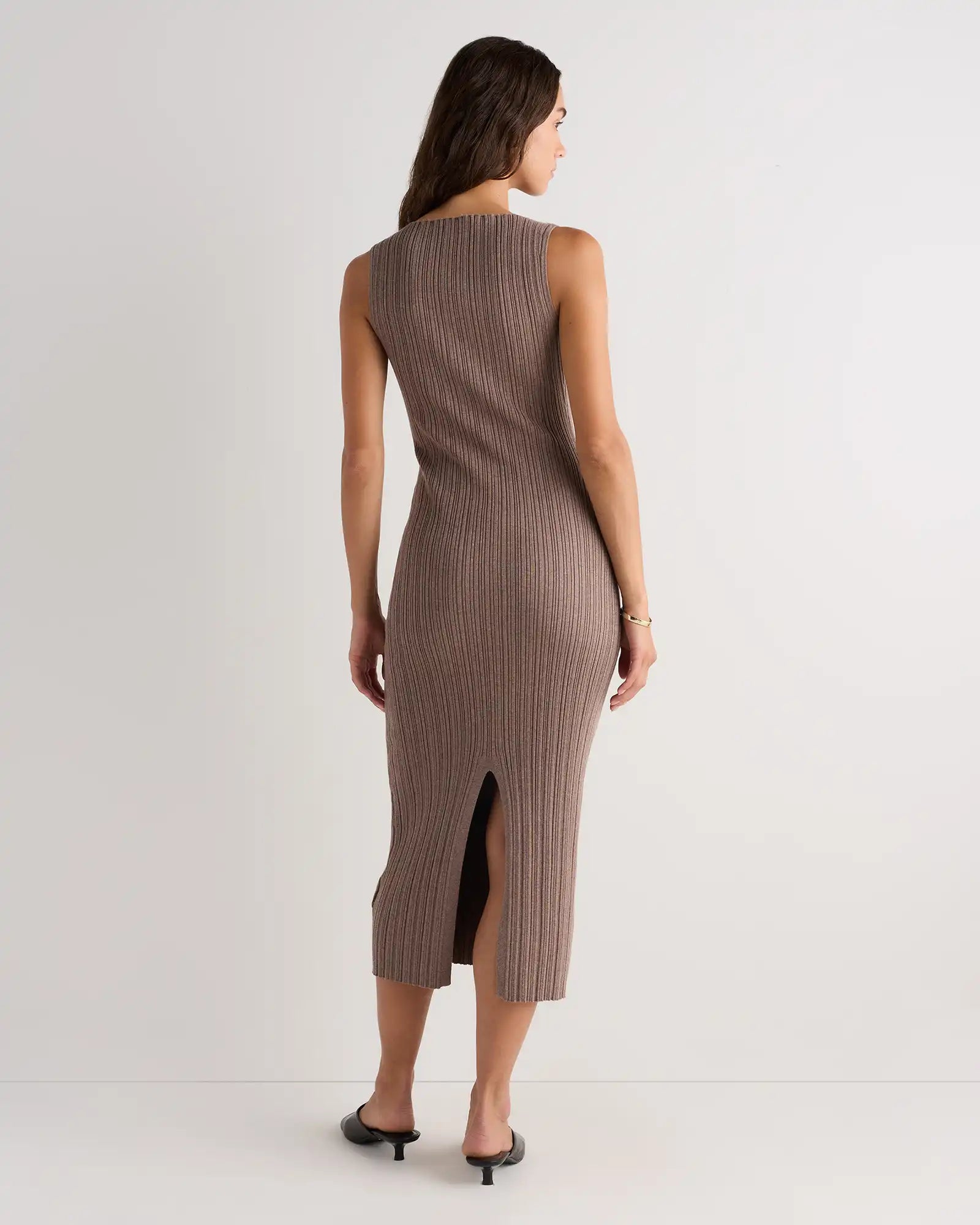 Cotton Cashmere Ribbed Sleeveless Midi Dress