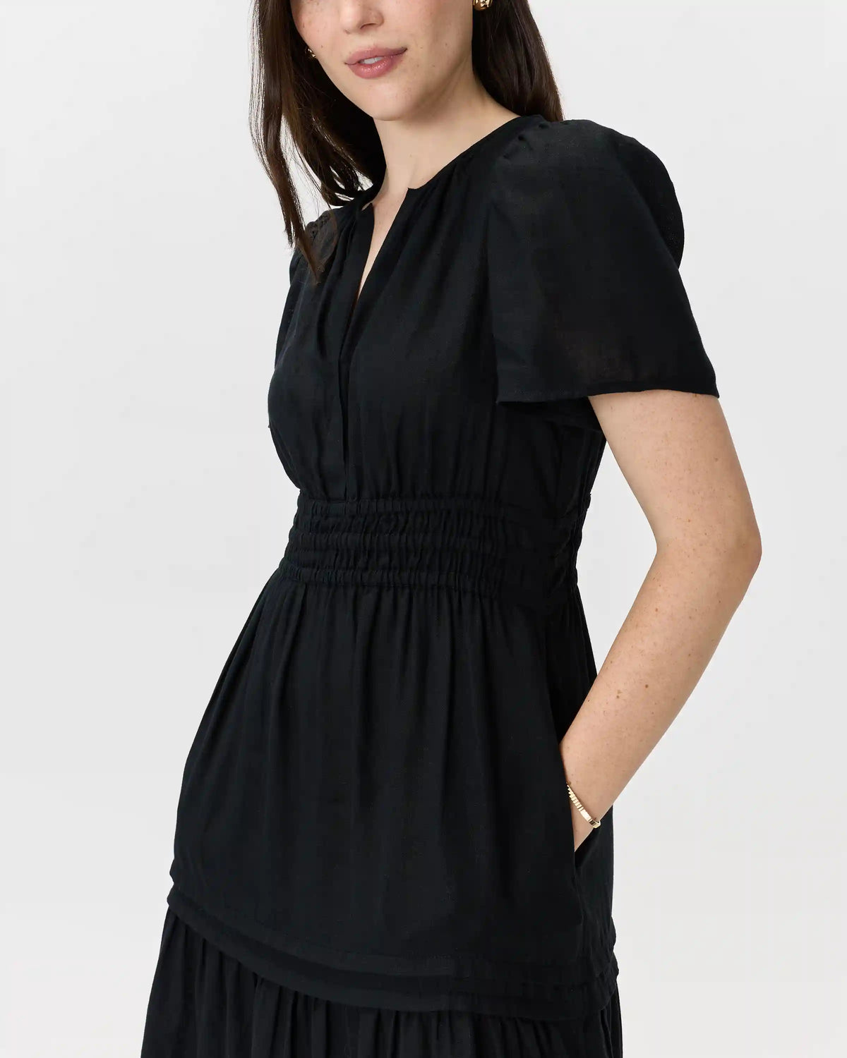 100% European Linen Tiered Maxi Dress