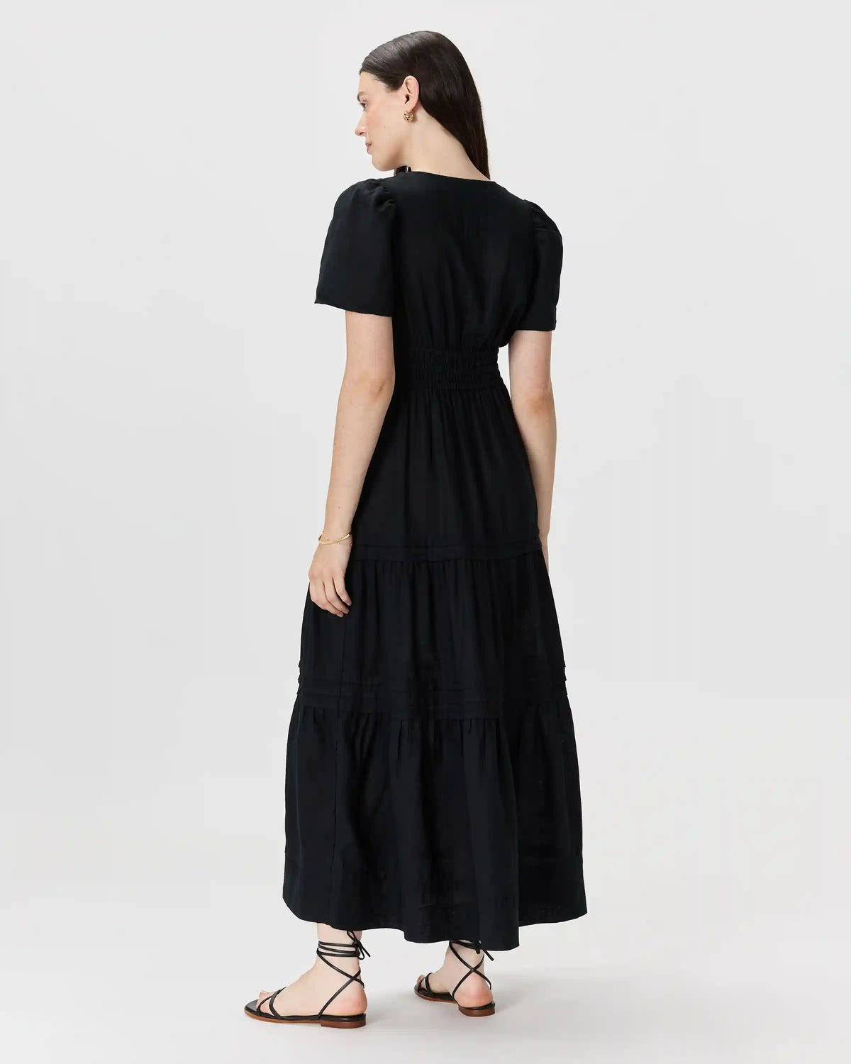100% European Linen Tiered Maxi Dress