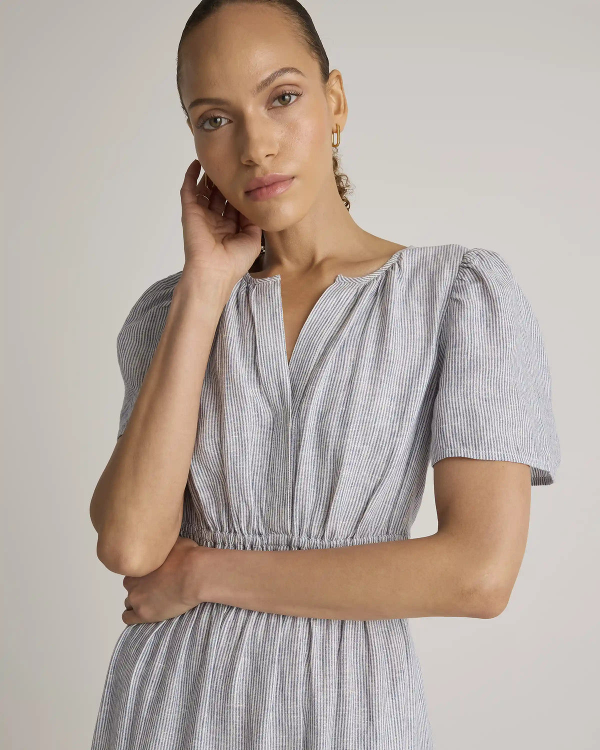 100% European Linen Tiered Maxi Dress