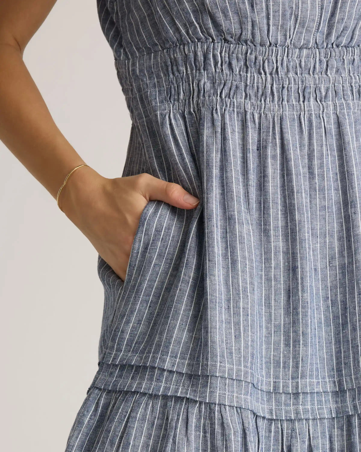 100% European Linen Tiered Maxi Dress