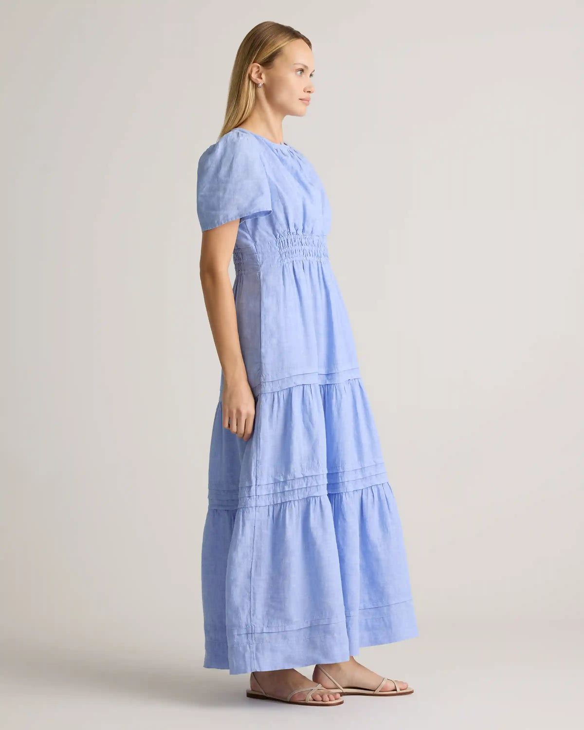 100% European Linen Tiered Maxi Dress