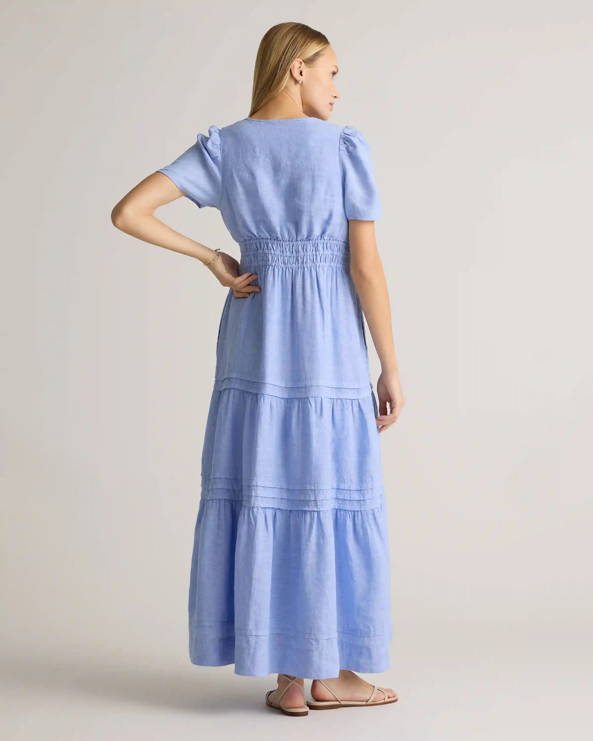 100% European Linen Tiered Maxi Dress