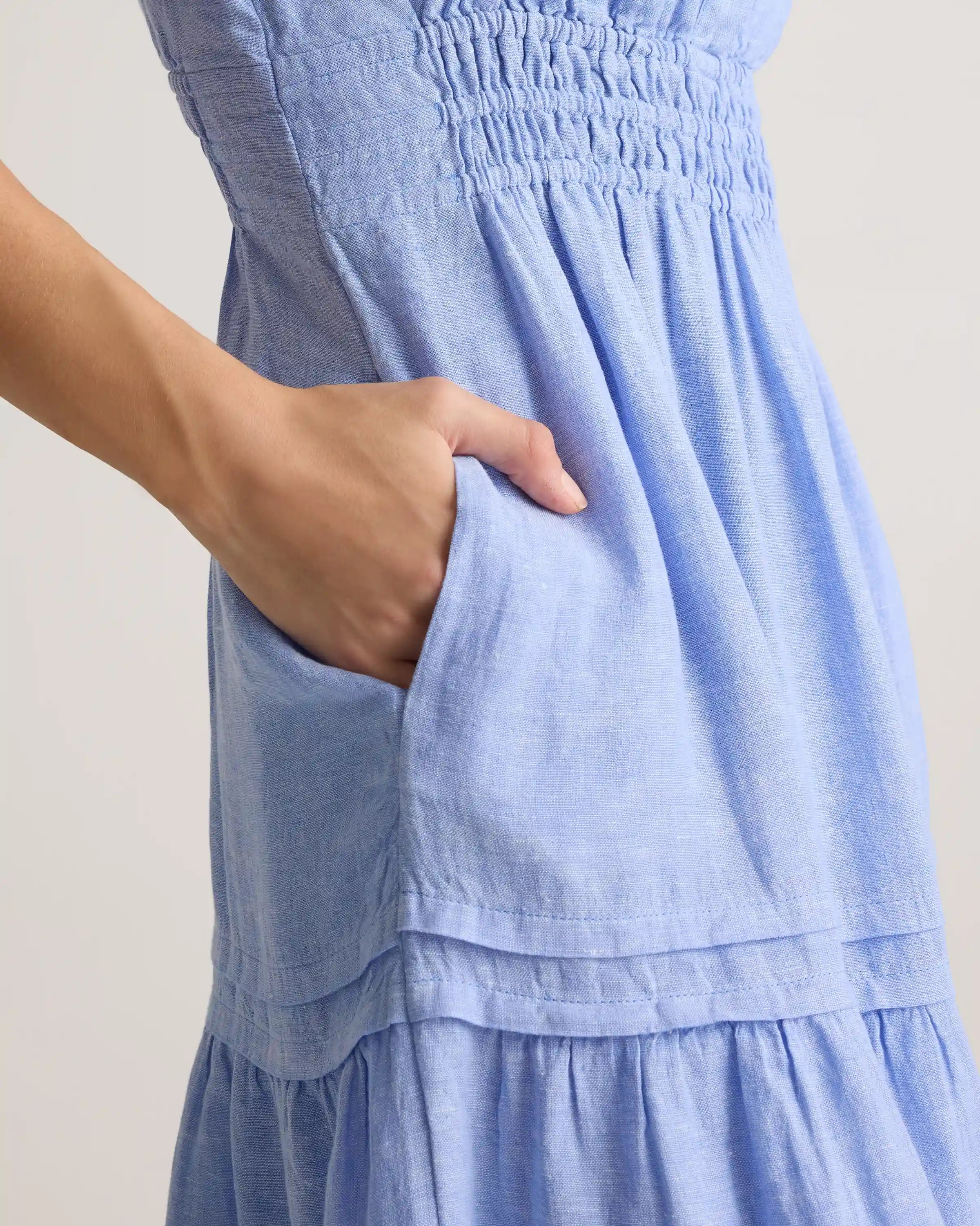 100% European Linen Tiered Maxi Dress