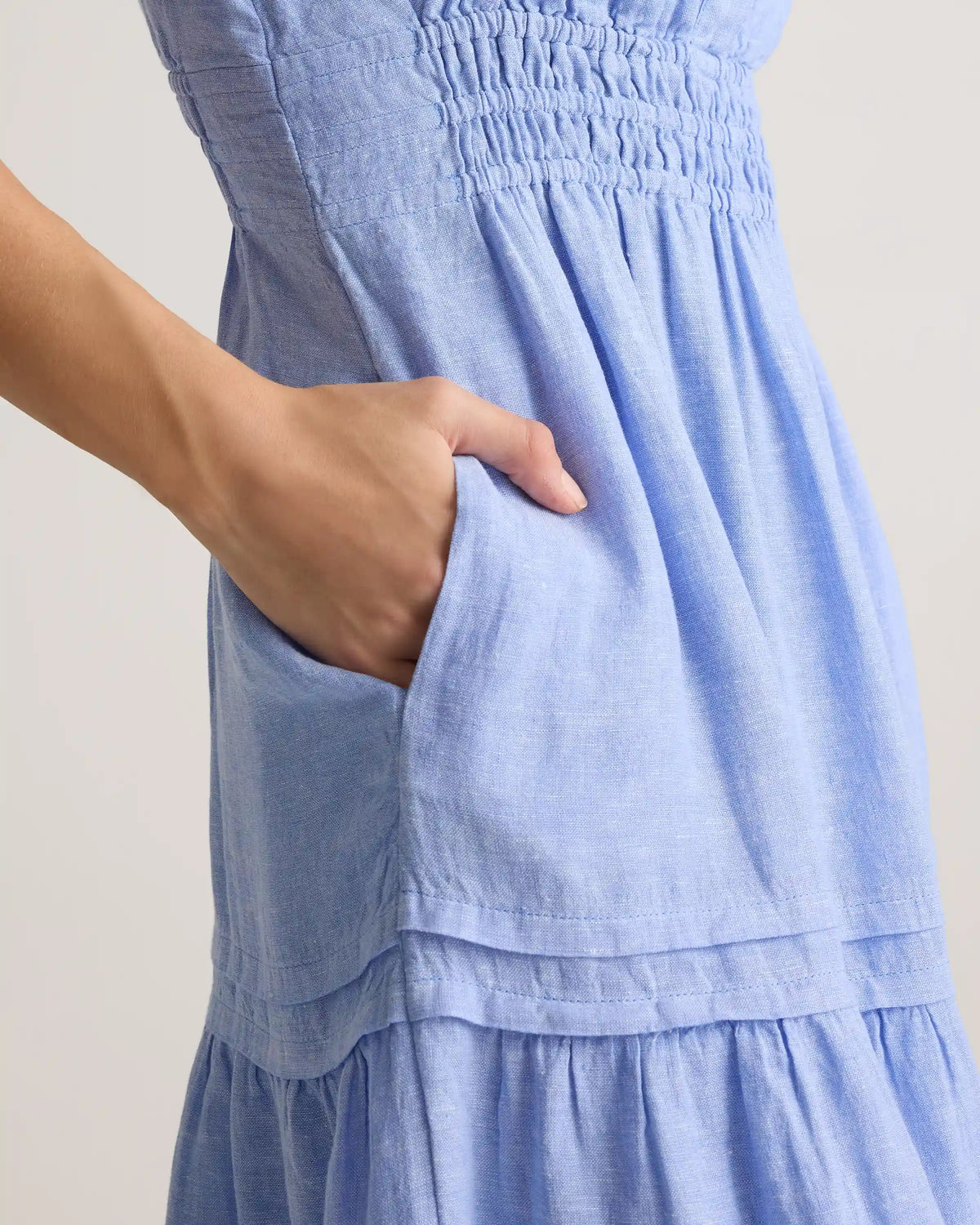 100% European Linen Tiered Maxi Dress