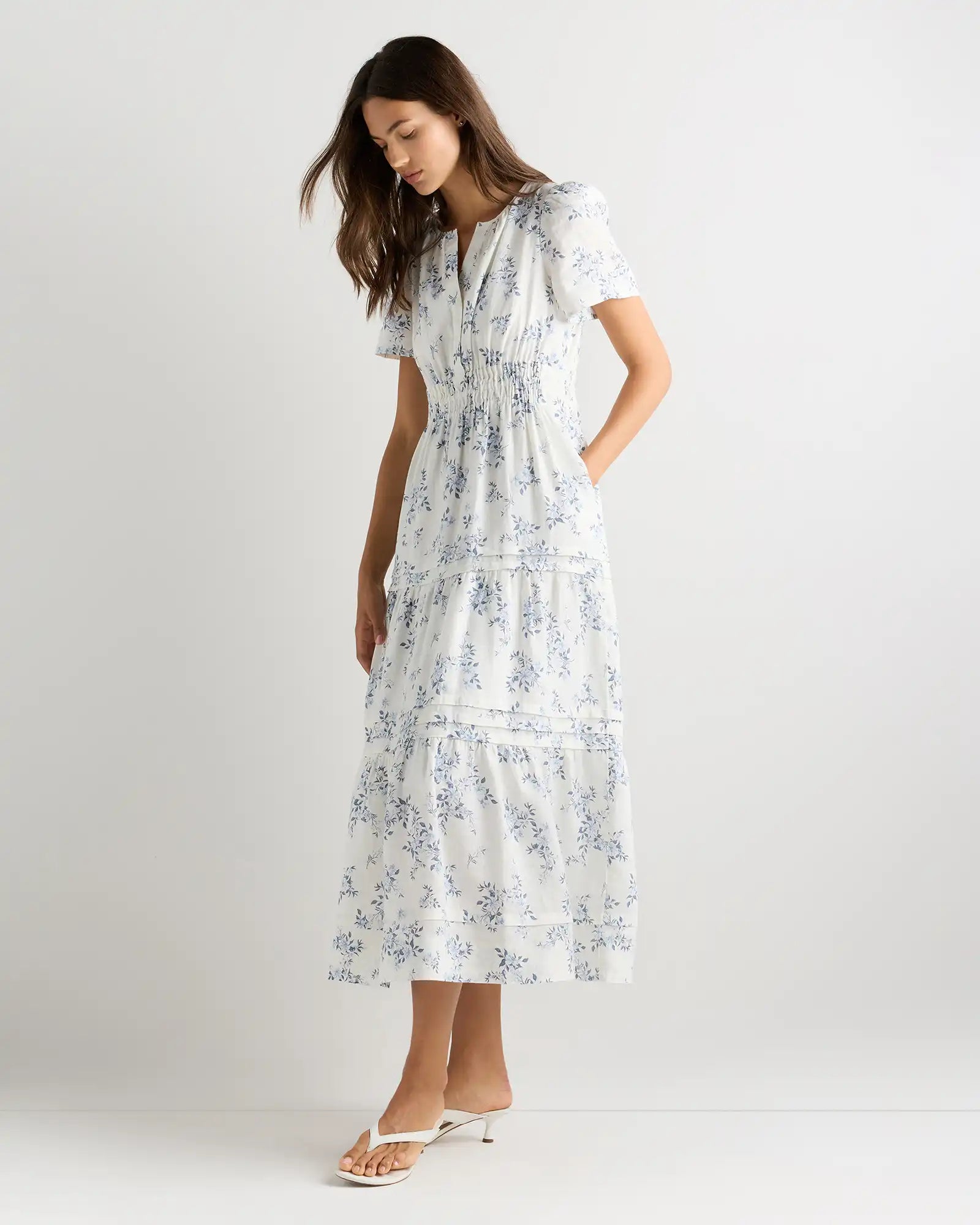 100% European Linen Tiered Maxi Dress