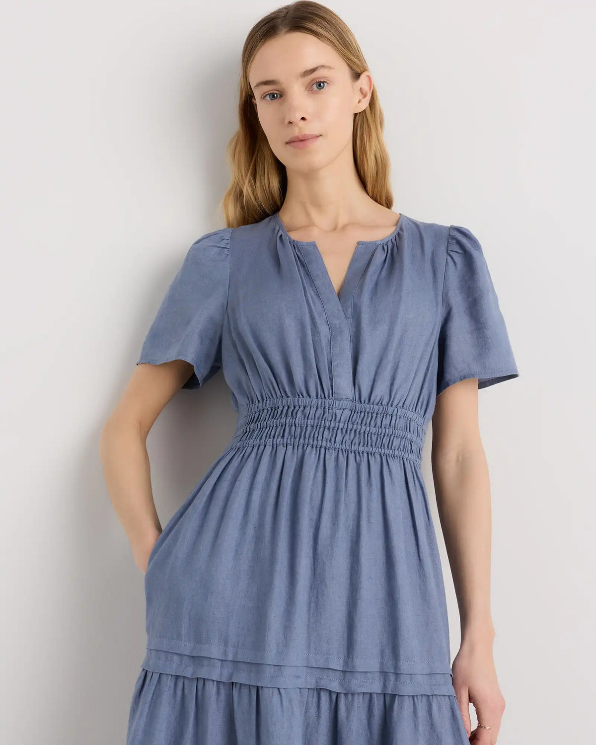 100% European Linen Tiered Maxi Dress