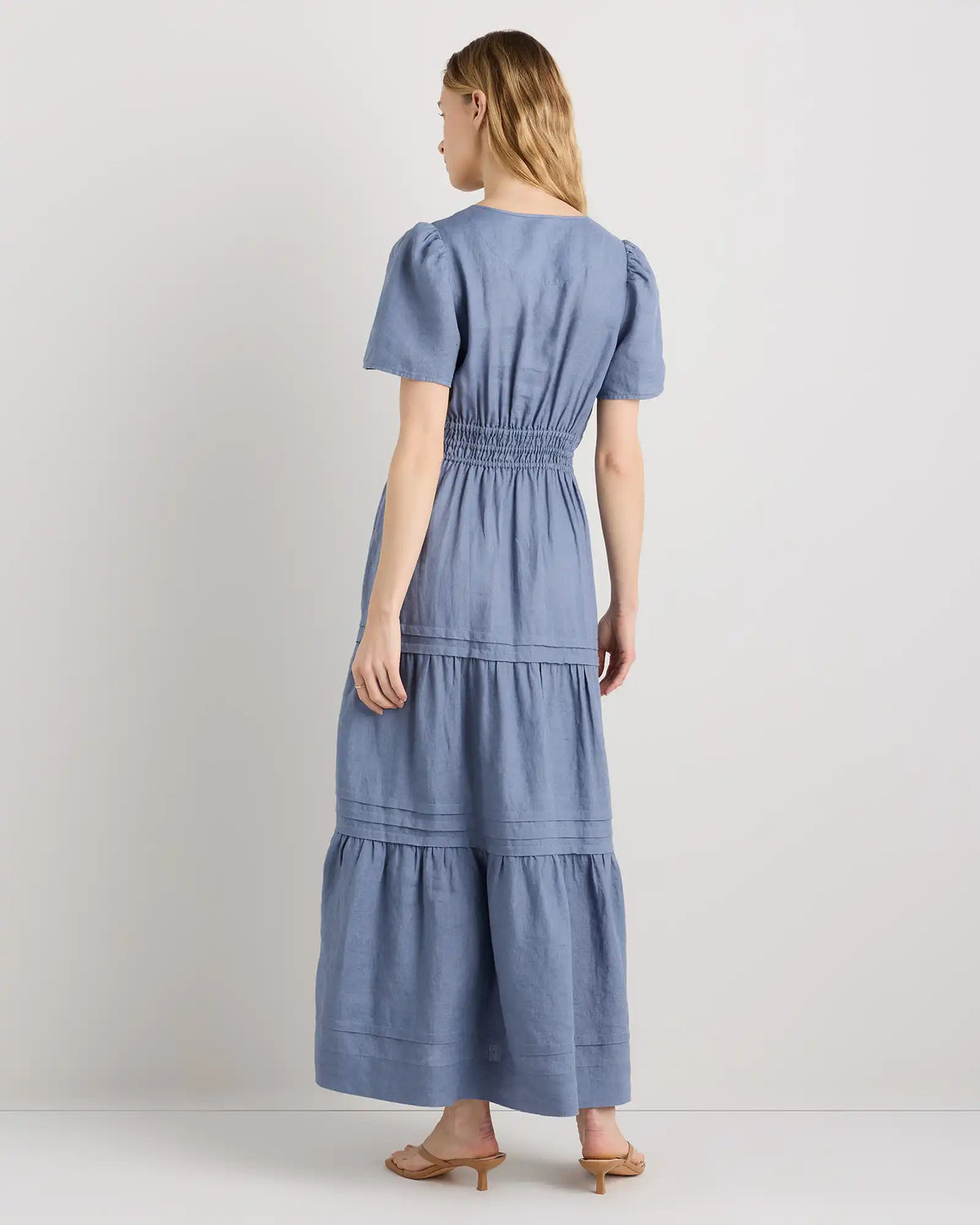 100% European Linen Tiered Maxi Dress