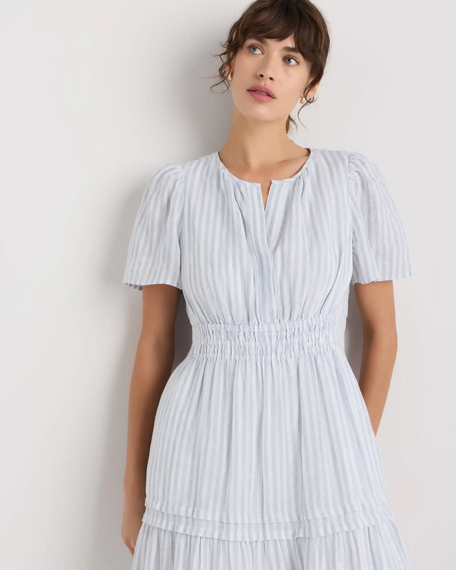 100% European Linen Tiered Maxi Dress