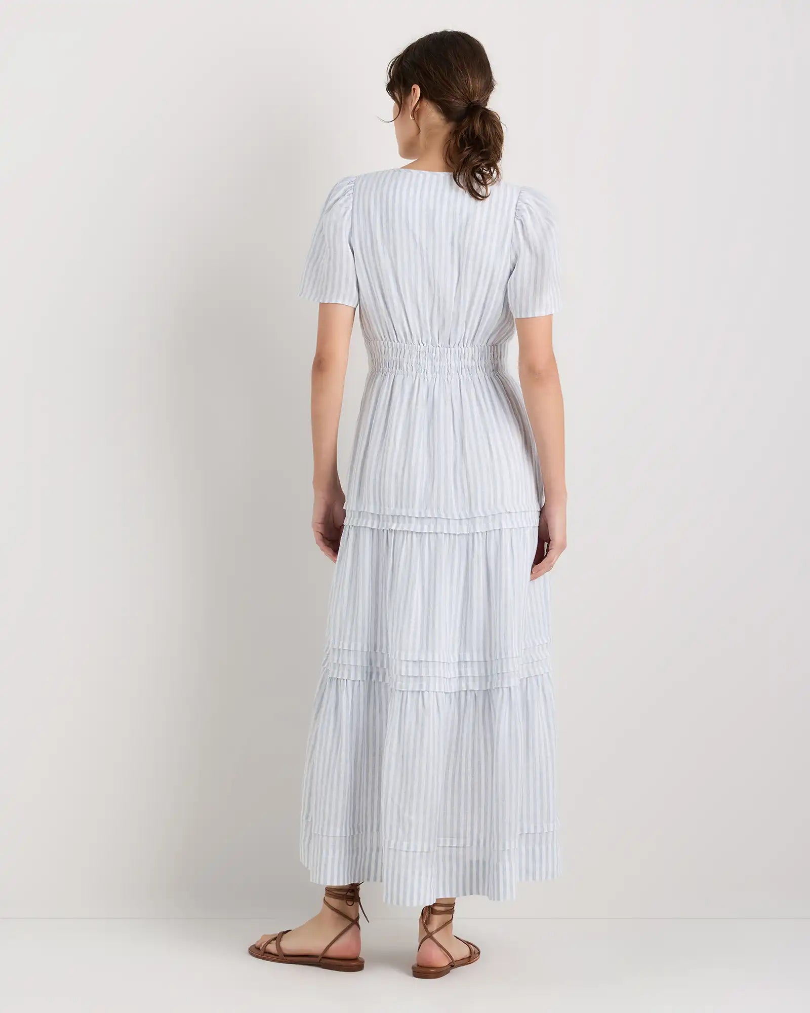 100% European Linen Tiered Maxi Dress
