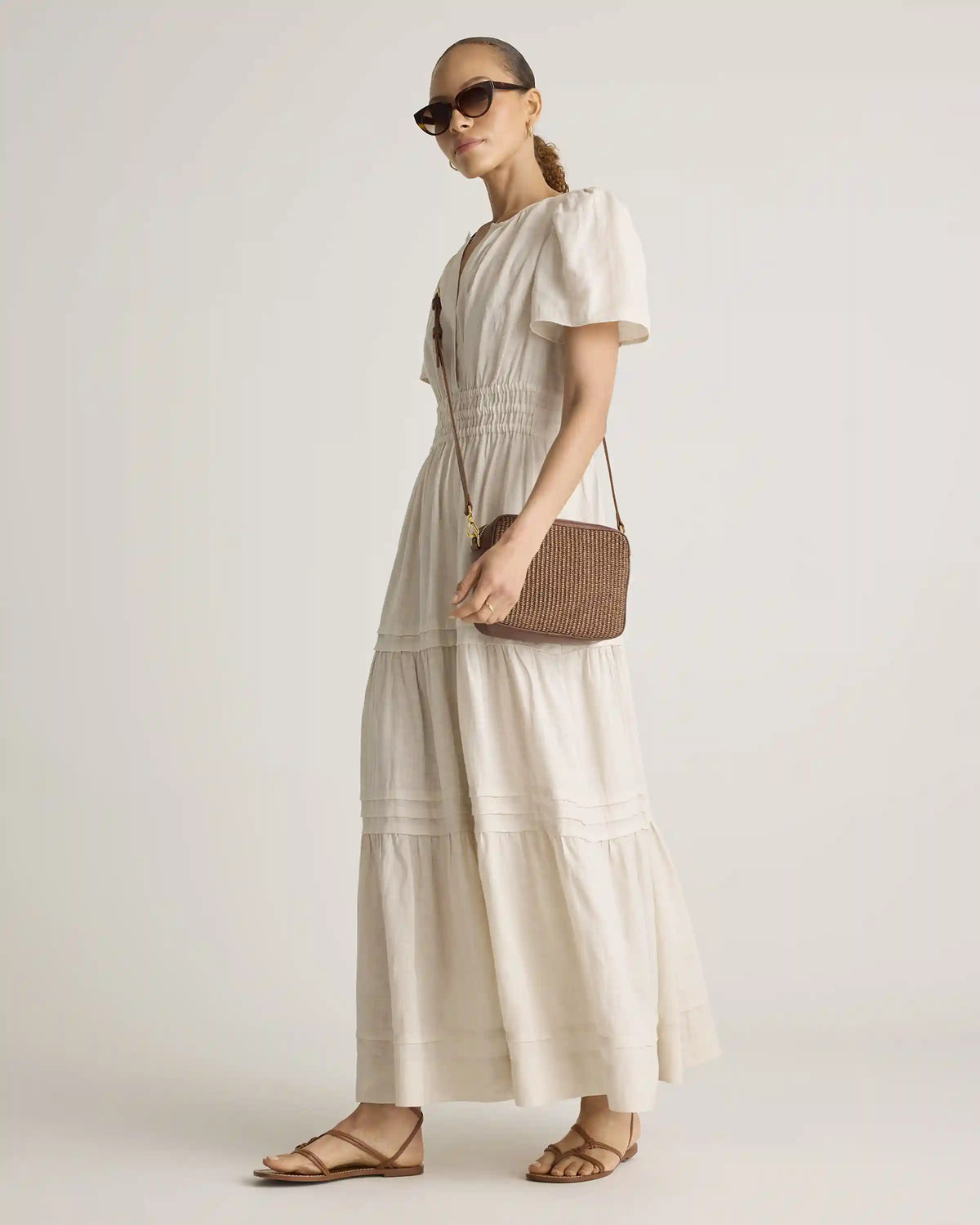 100% European Linen Tiered Maxi Dress
