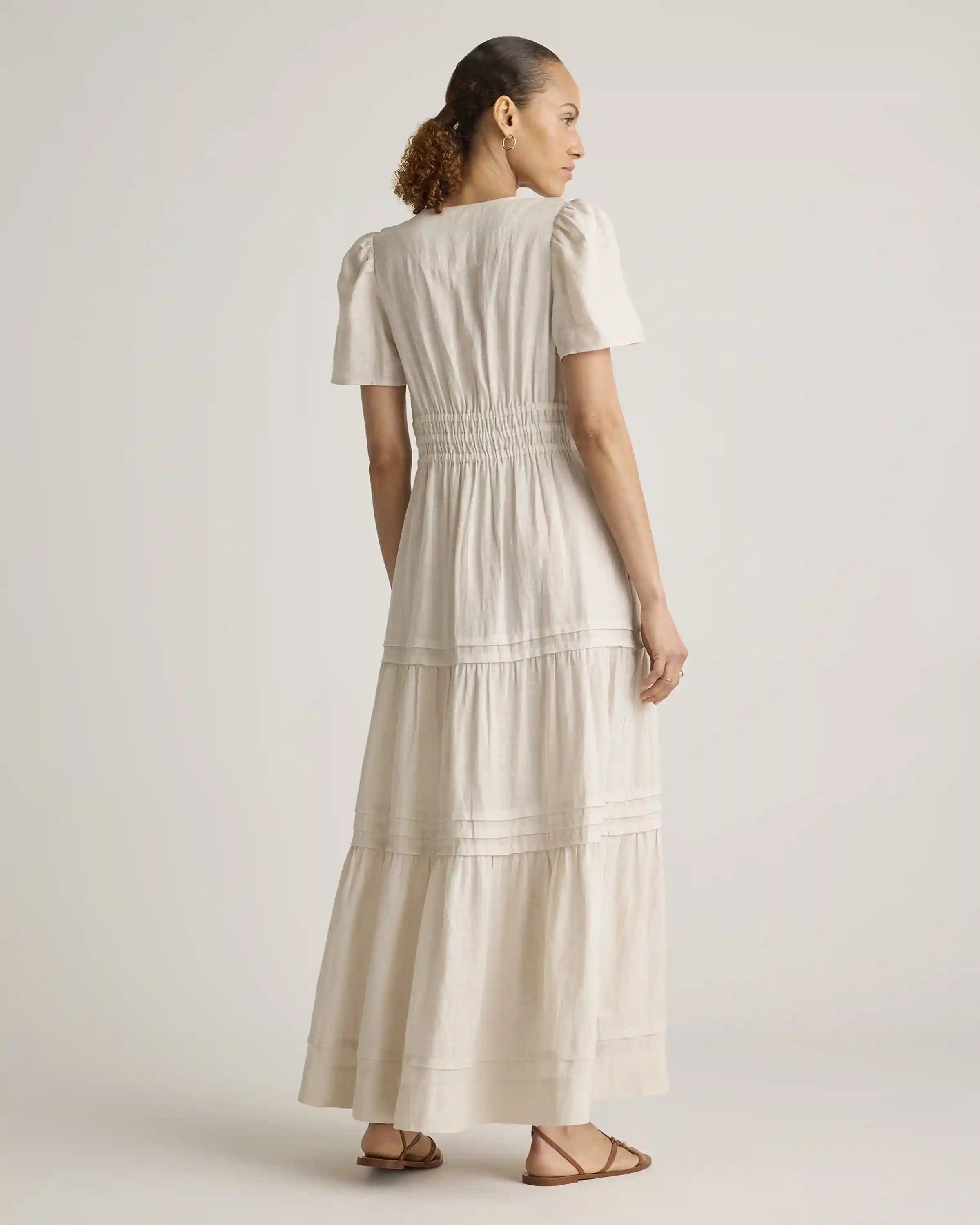 100% European Linen Tiered Maxi Dress