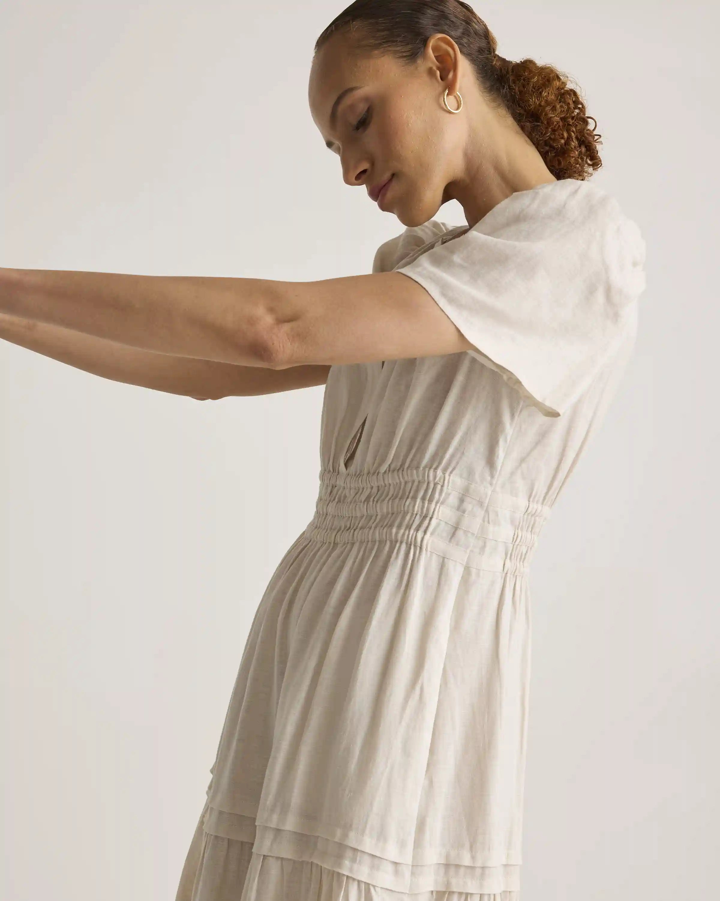 100% European Linen Tiered Maxi Dress
