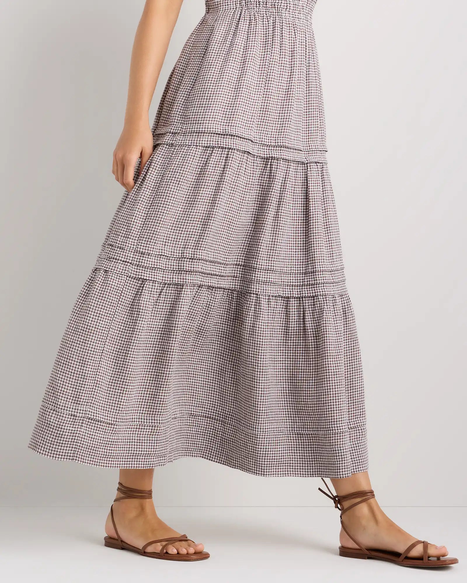 100% European Linen Tiered Maxi Dress