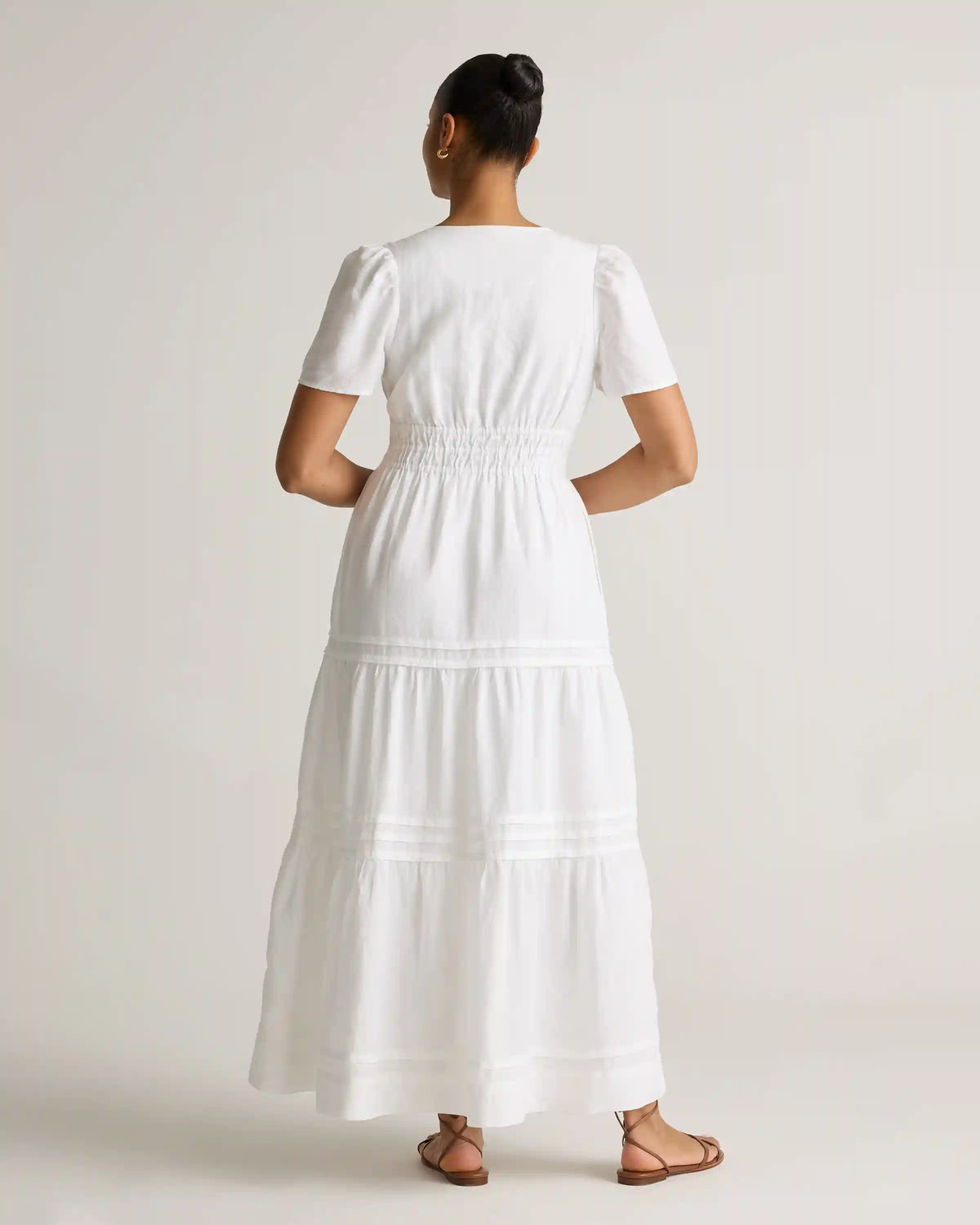 100% European Linen Tiered Maxi Dress