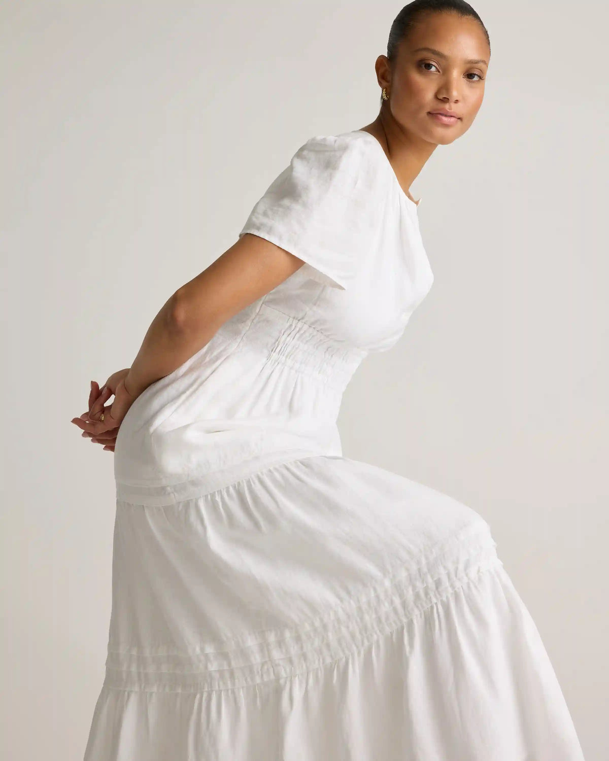 100% European Linen Tiered Maxi Dress