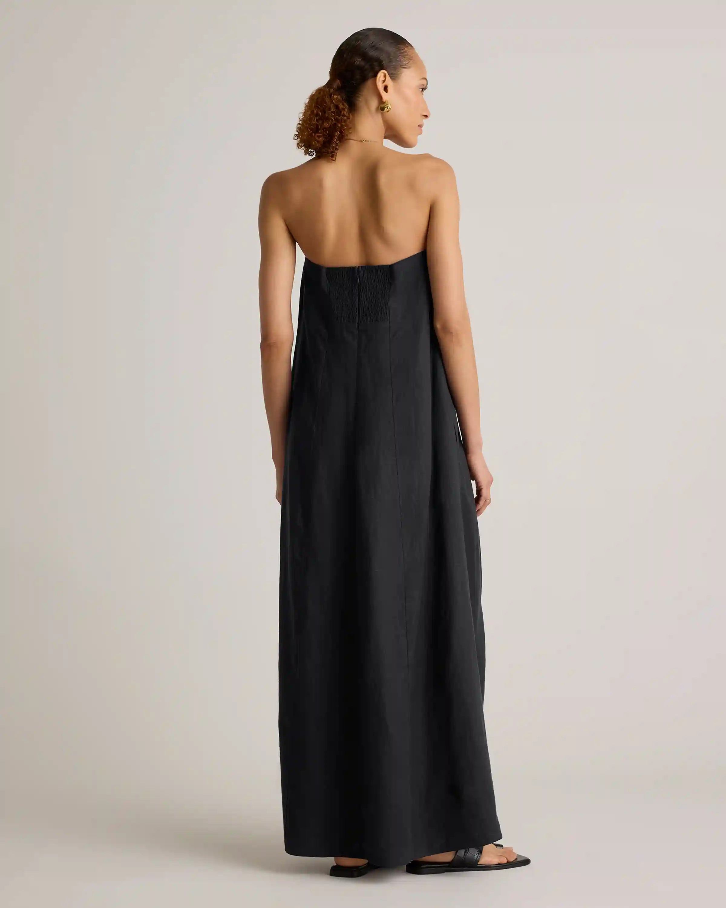 100% European Linen Strapless Maxi Dress