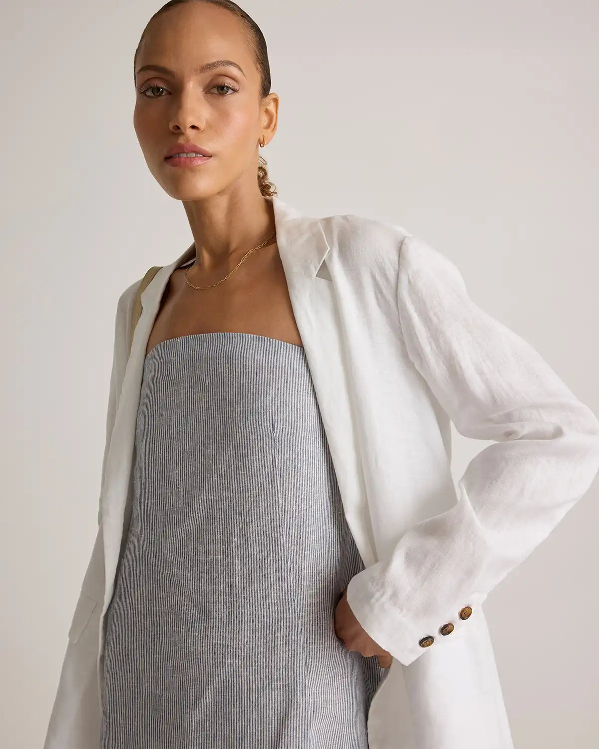 100% European Linen Strapless Maxi Dress