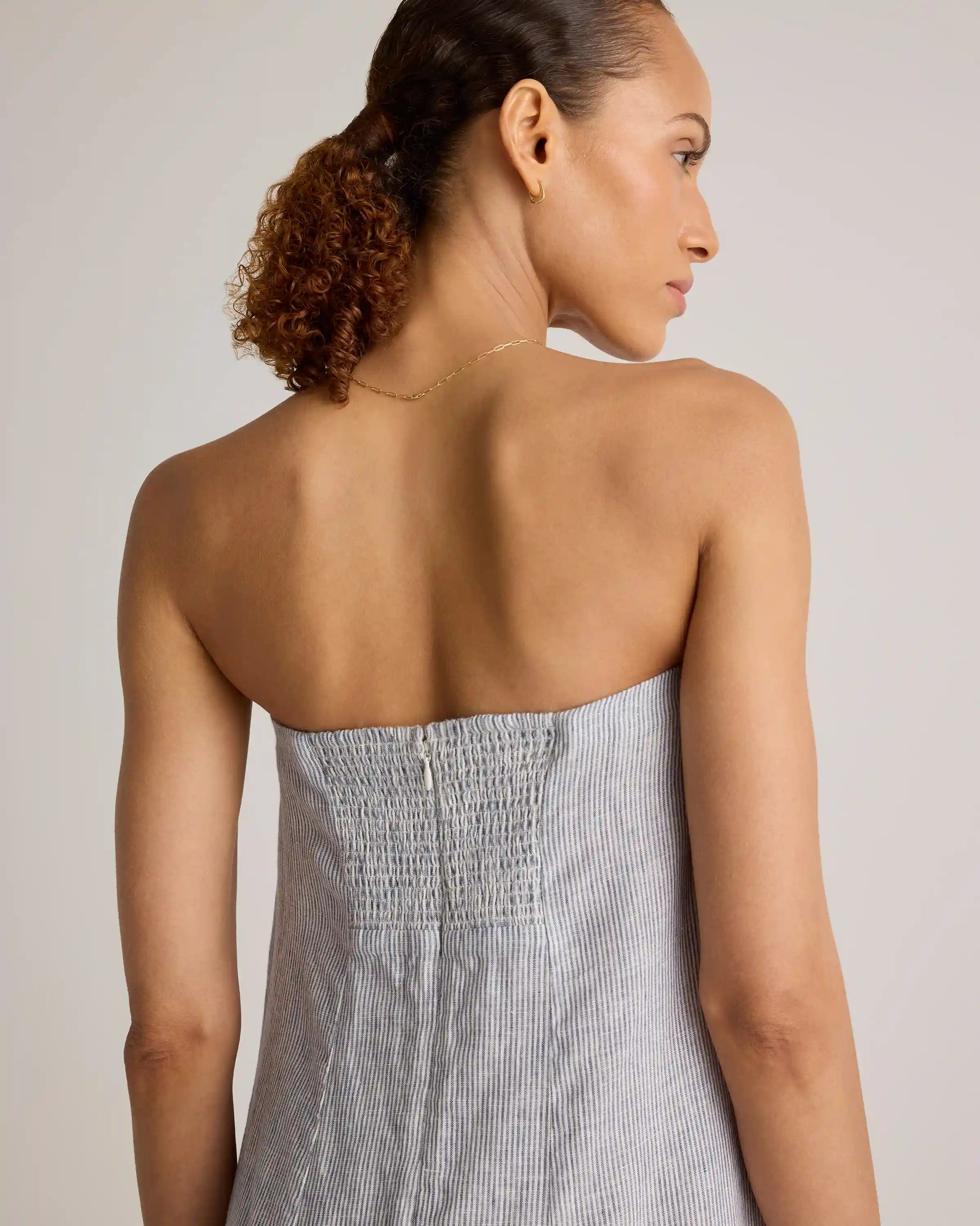 100% European Linen Strapless Maxi Dress