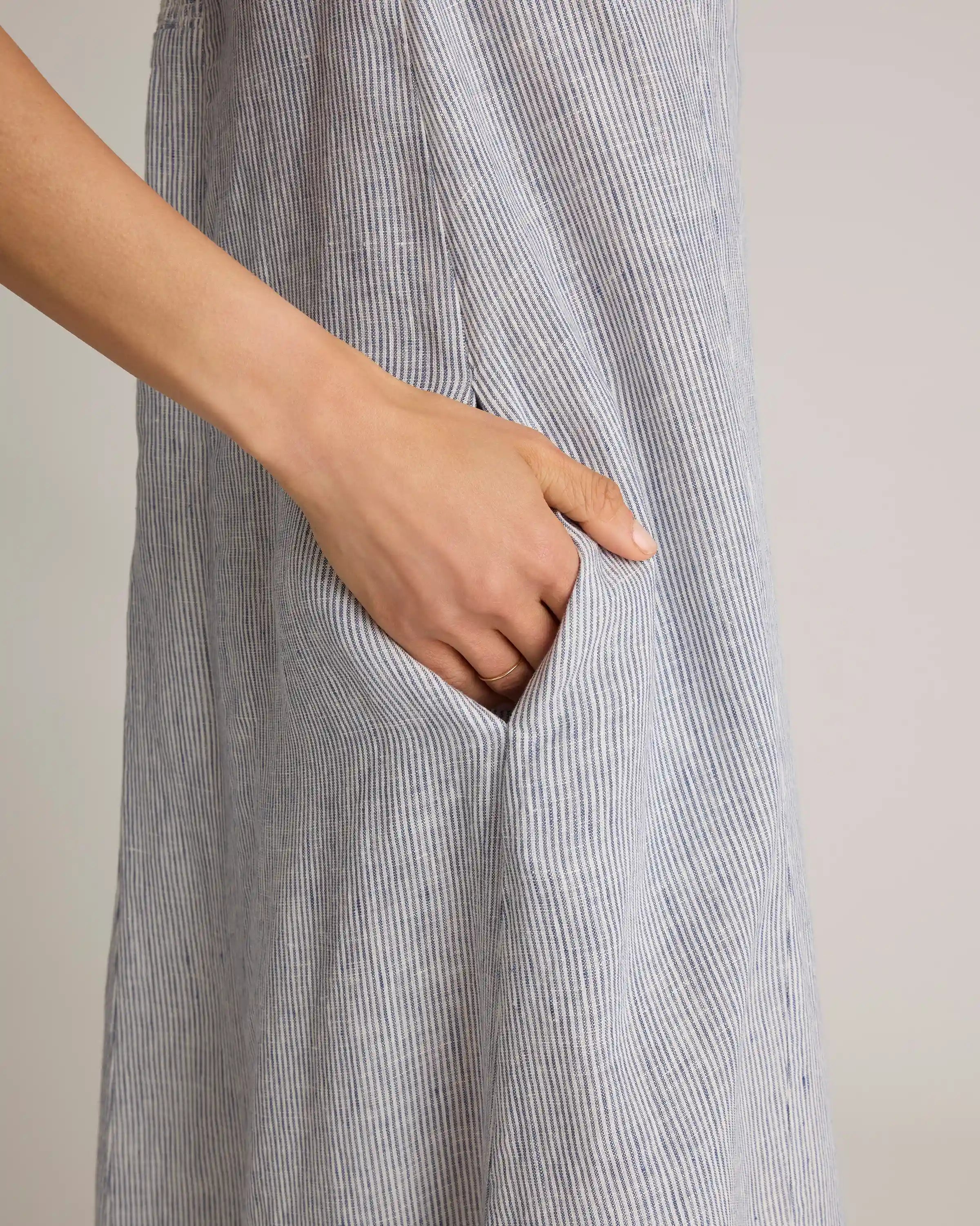 100% European Linen Strapless Maxi Dress