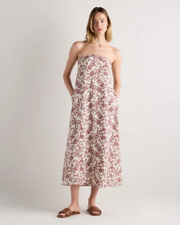 100% European Linen Strapless Maxi Dress