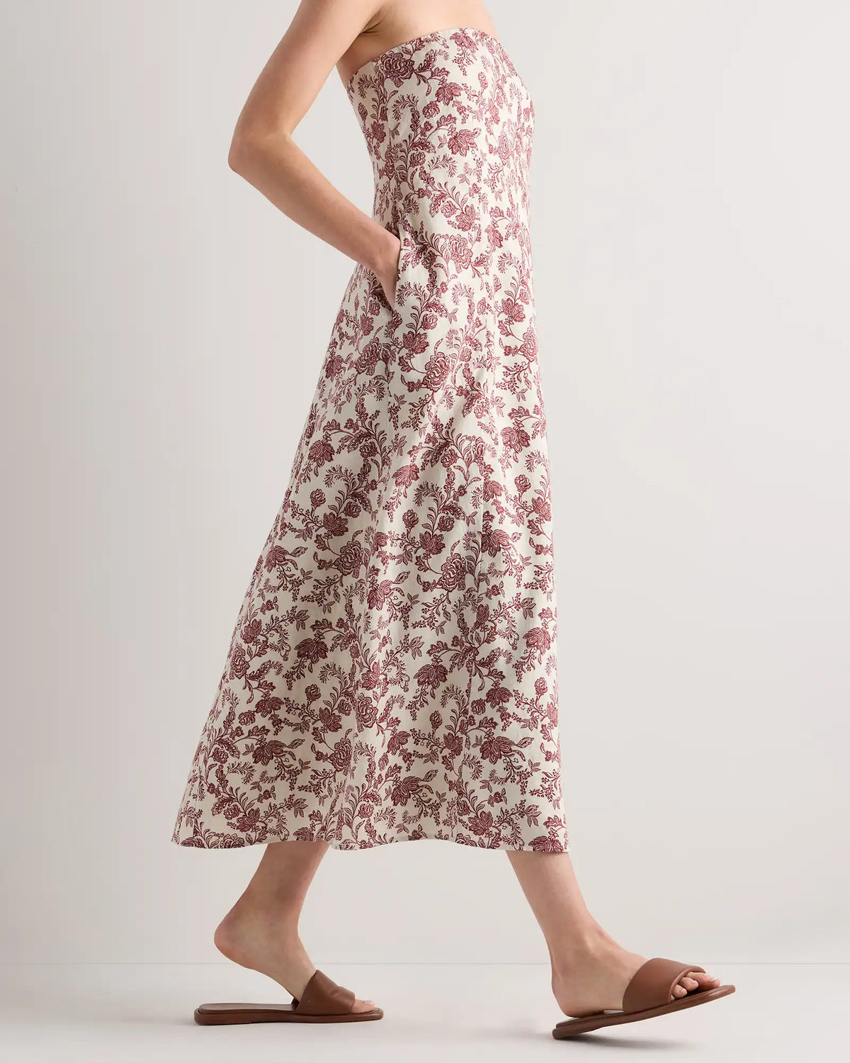 100% European Linen Strapless Maxi Dress