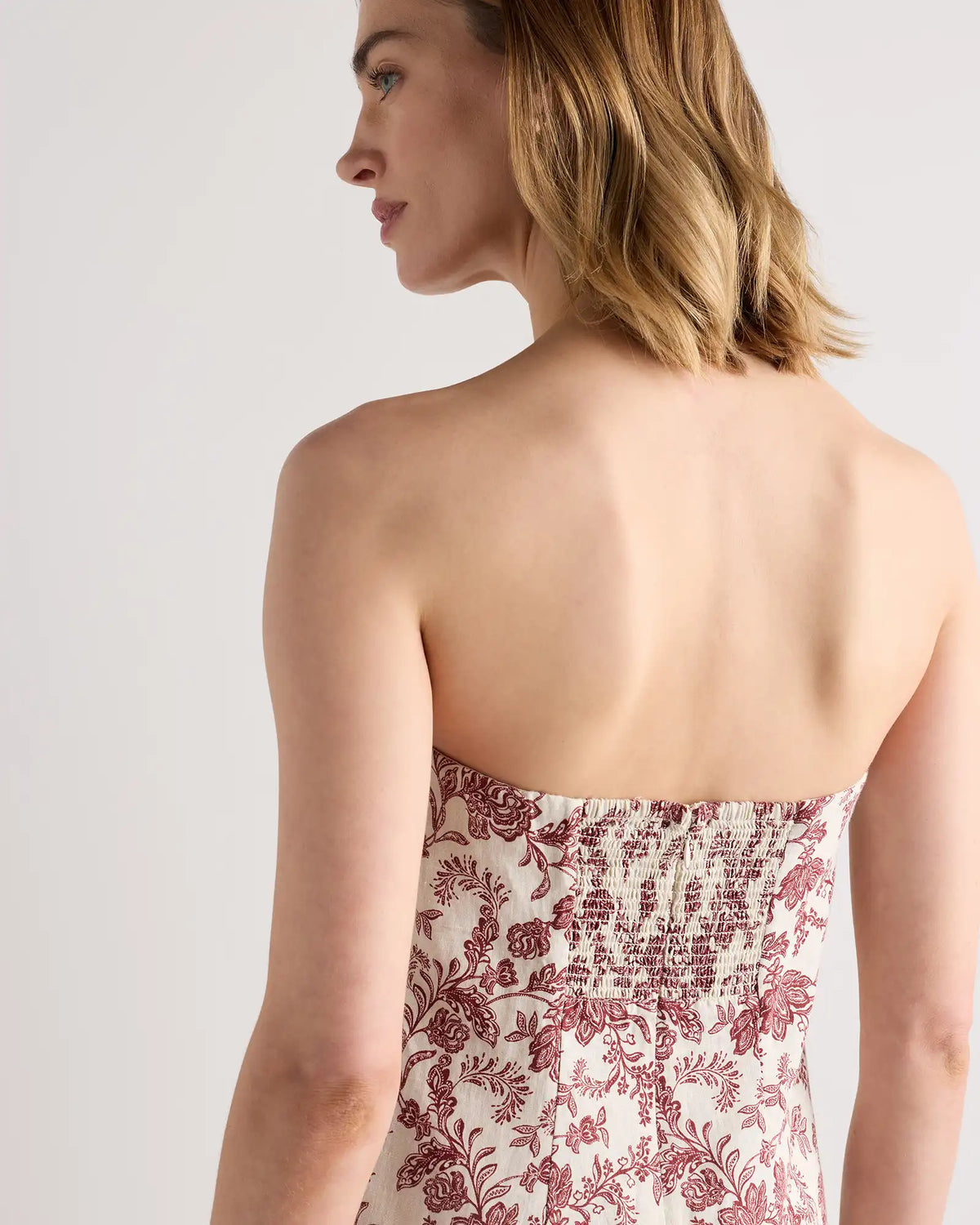 100% European Linen Strapless Maxi Dress