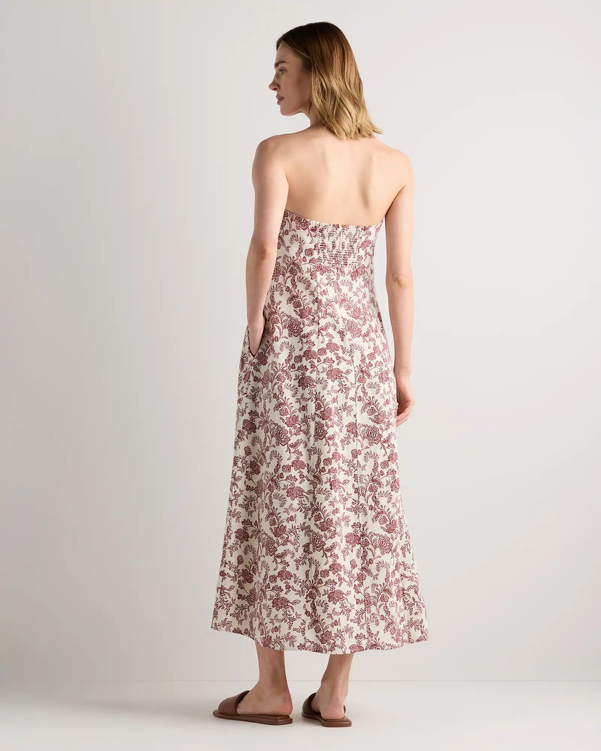 100% European Linen Strapless Maxi Dress
