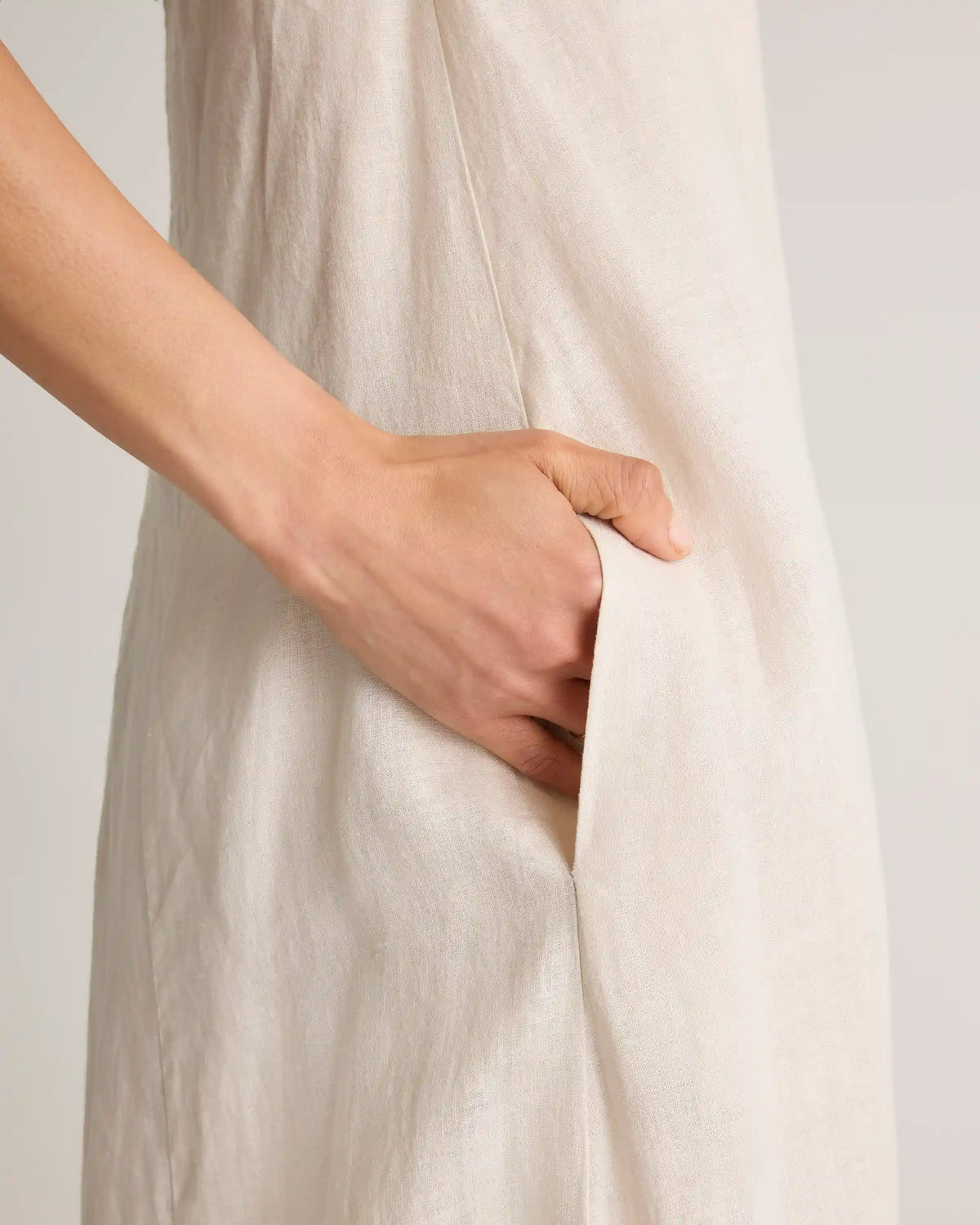 100% European Linen Strapless Maxi Dress