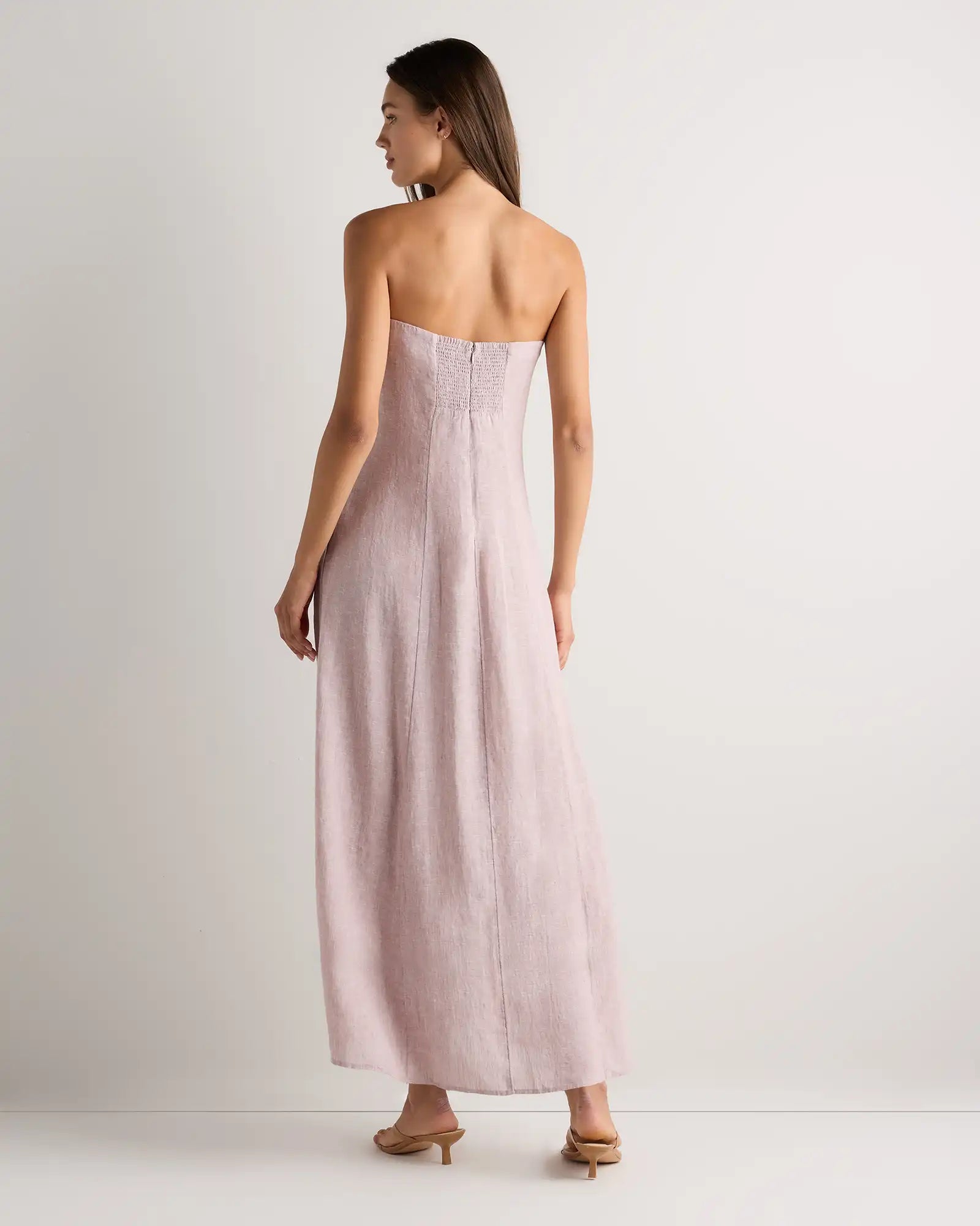 100% European Linen Strapless Maxi Dress
