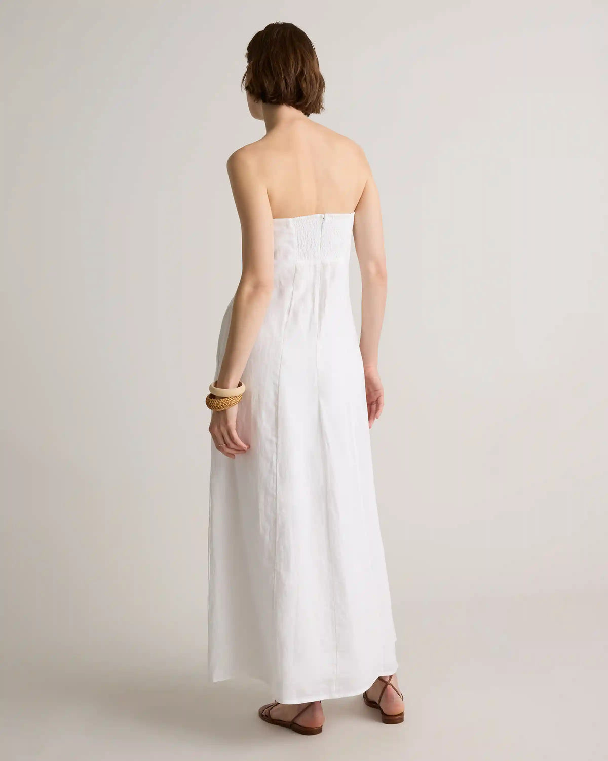 100% European Linen Strapless Maxi Dress