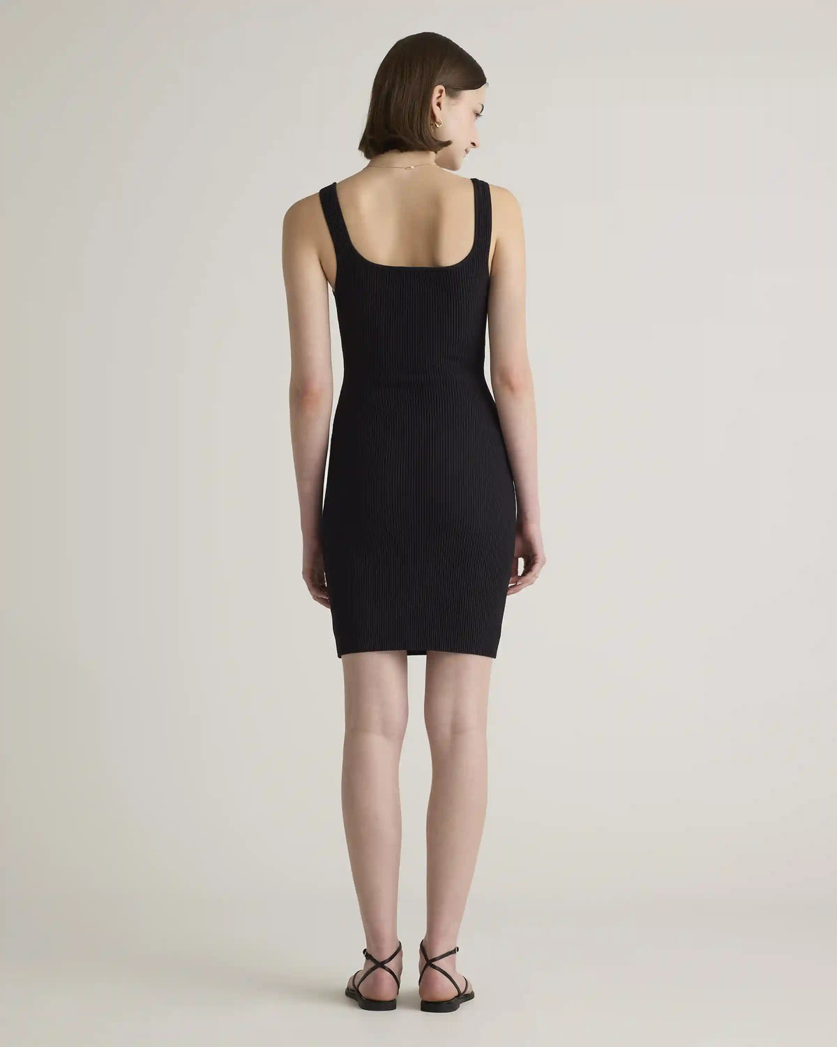 Square Neck Ribbed Knit Mini Dress