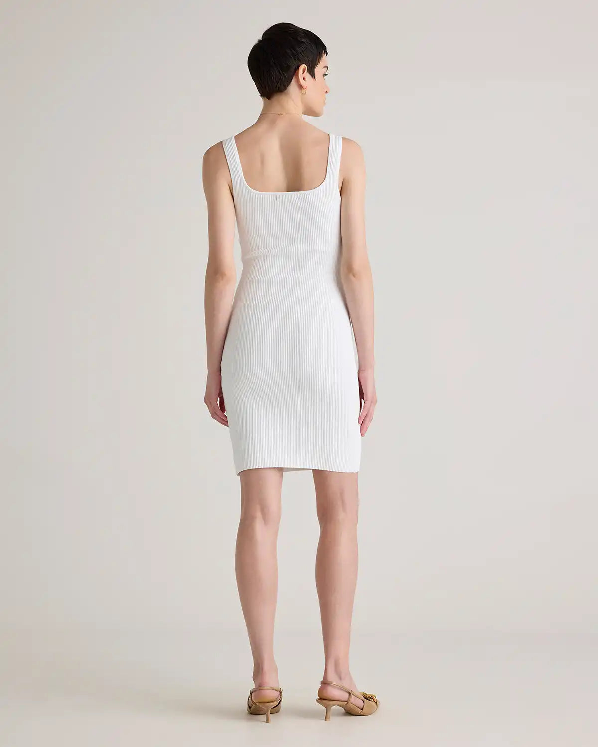 Square Neck Ribbed Knit Mini Dress