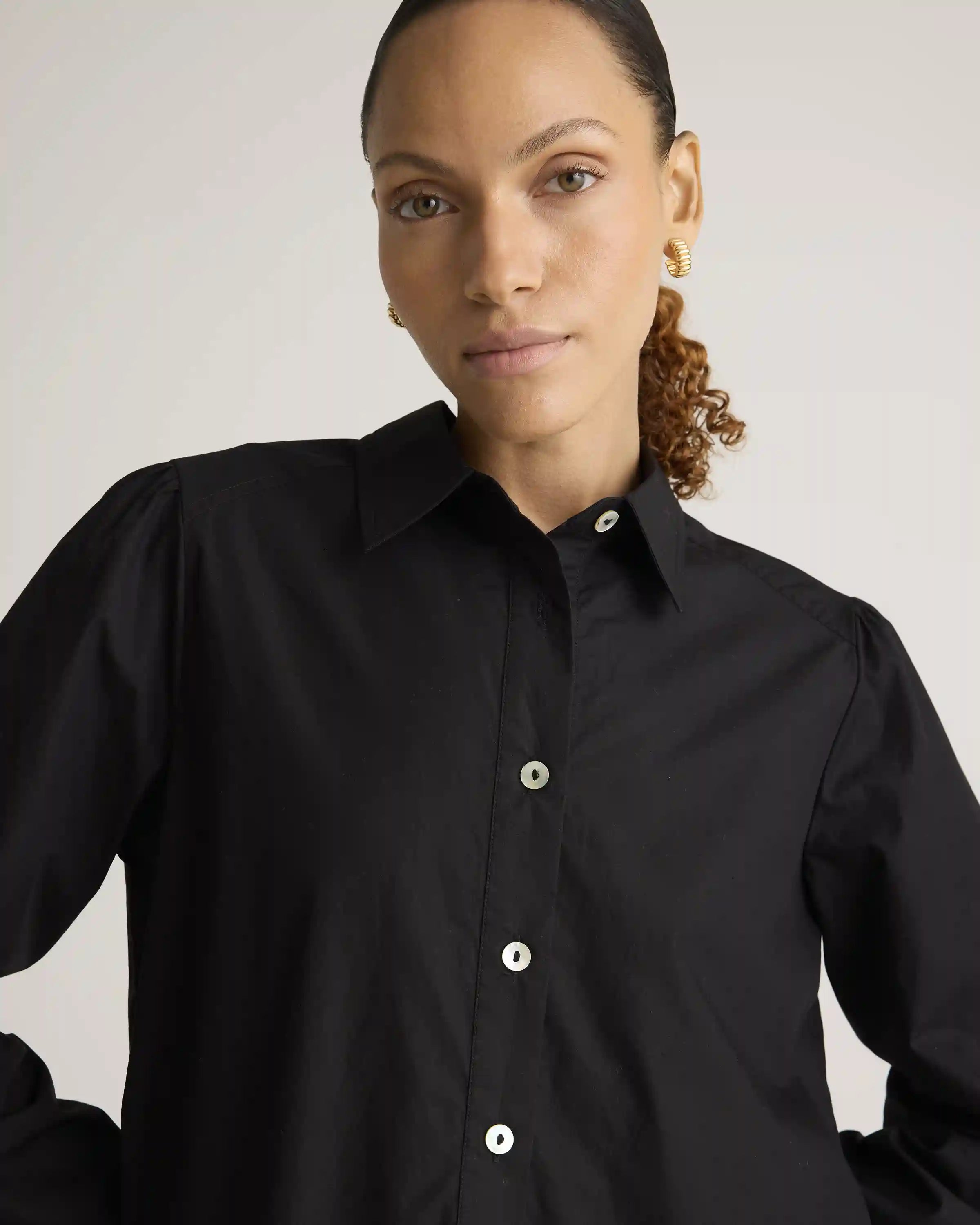 100% Organic Cotton Poplin Drop Waist Shirt Dress