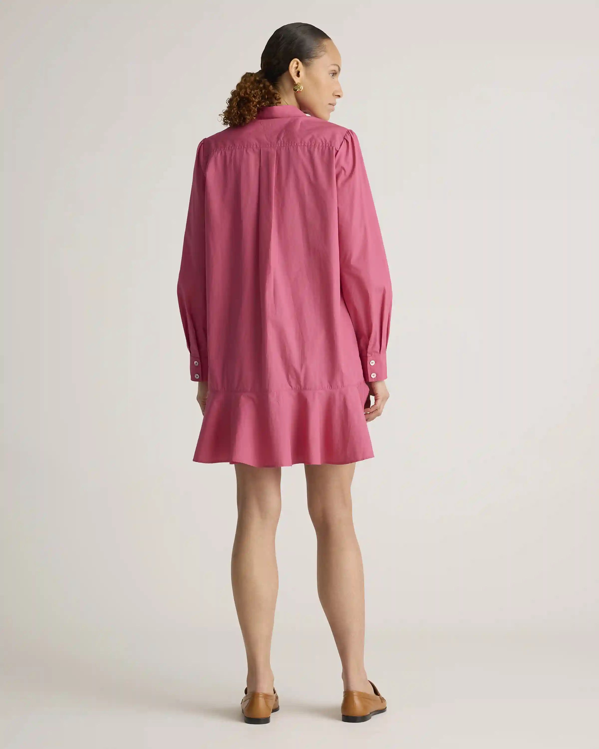 100% Organic Cotton Poplin Drop Waist Shirt Dress