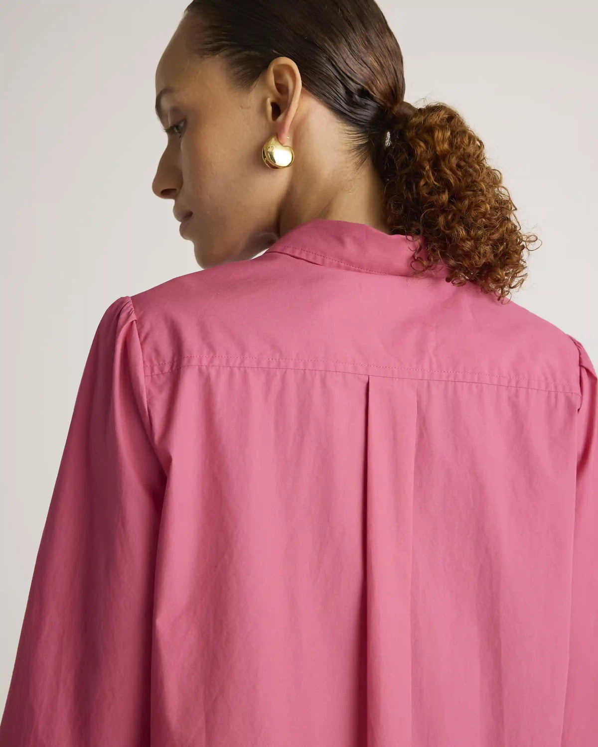 100% Organic Cotton Poplin Drop Waist Shirt Dress