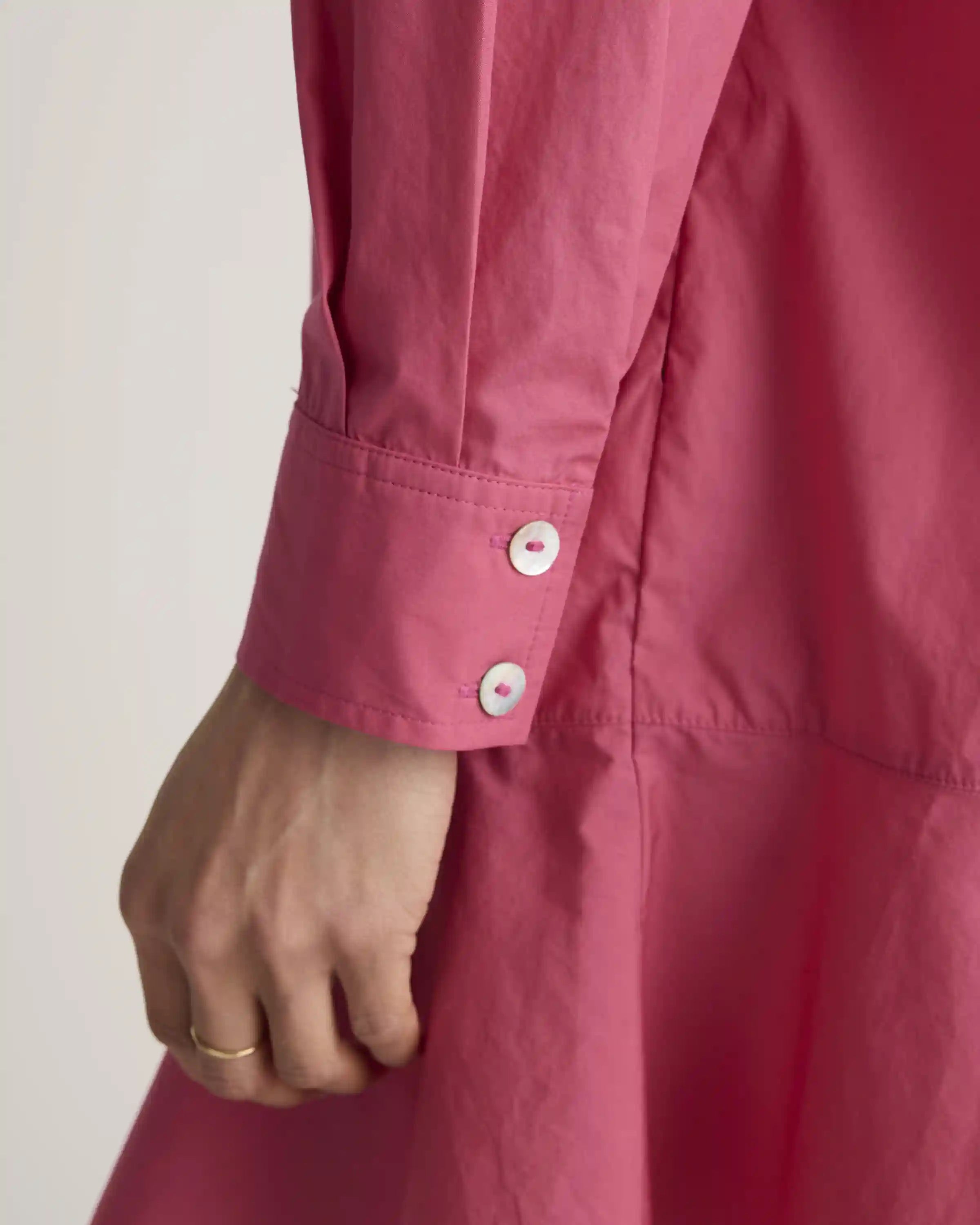 100% Organic Cotton Poplin Drop Waist Shirt Dress
