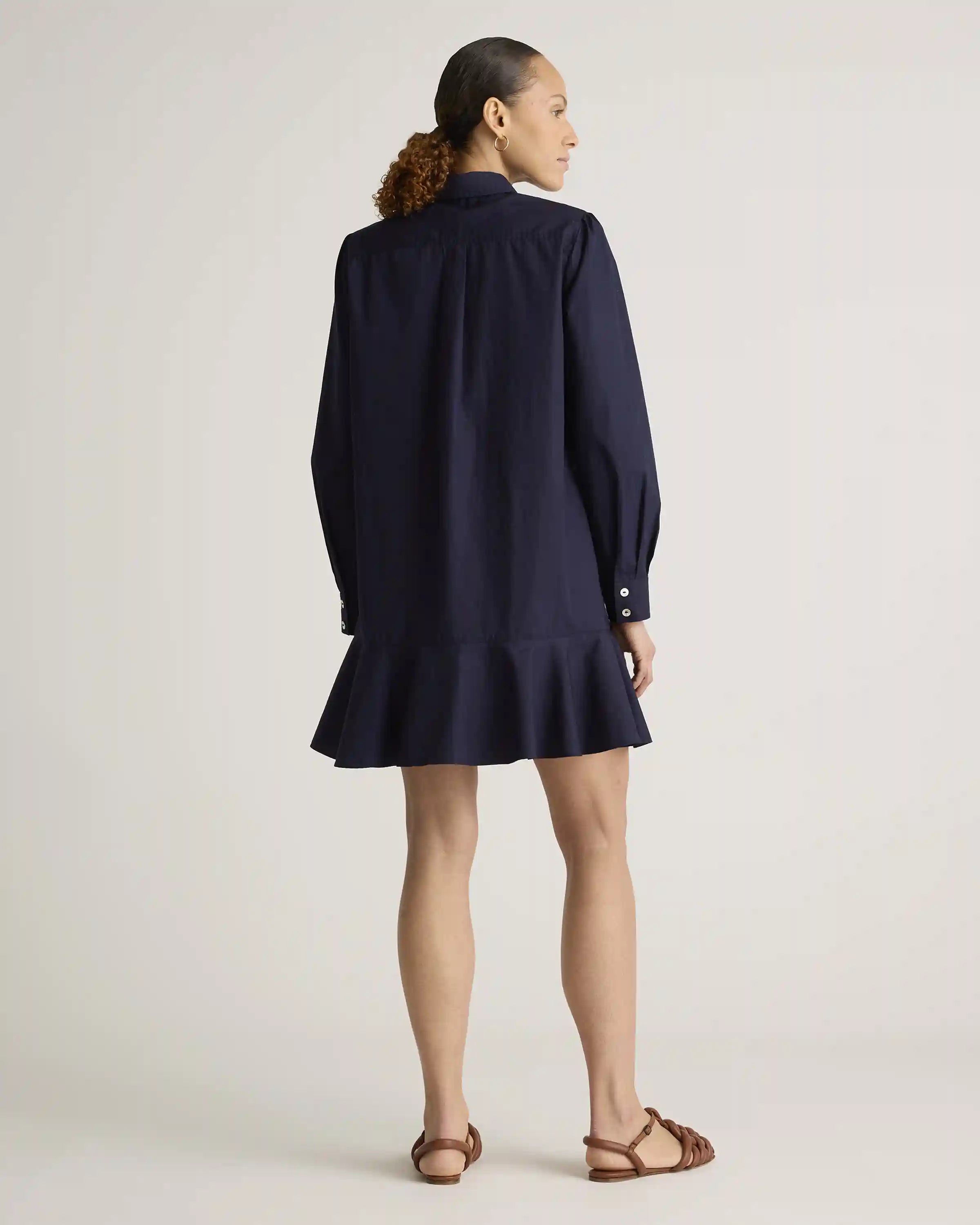 100% Organic Cotton Poplin Drop Waist Shirt Dress