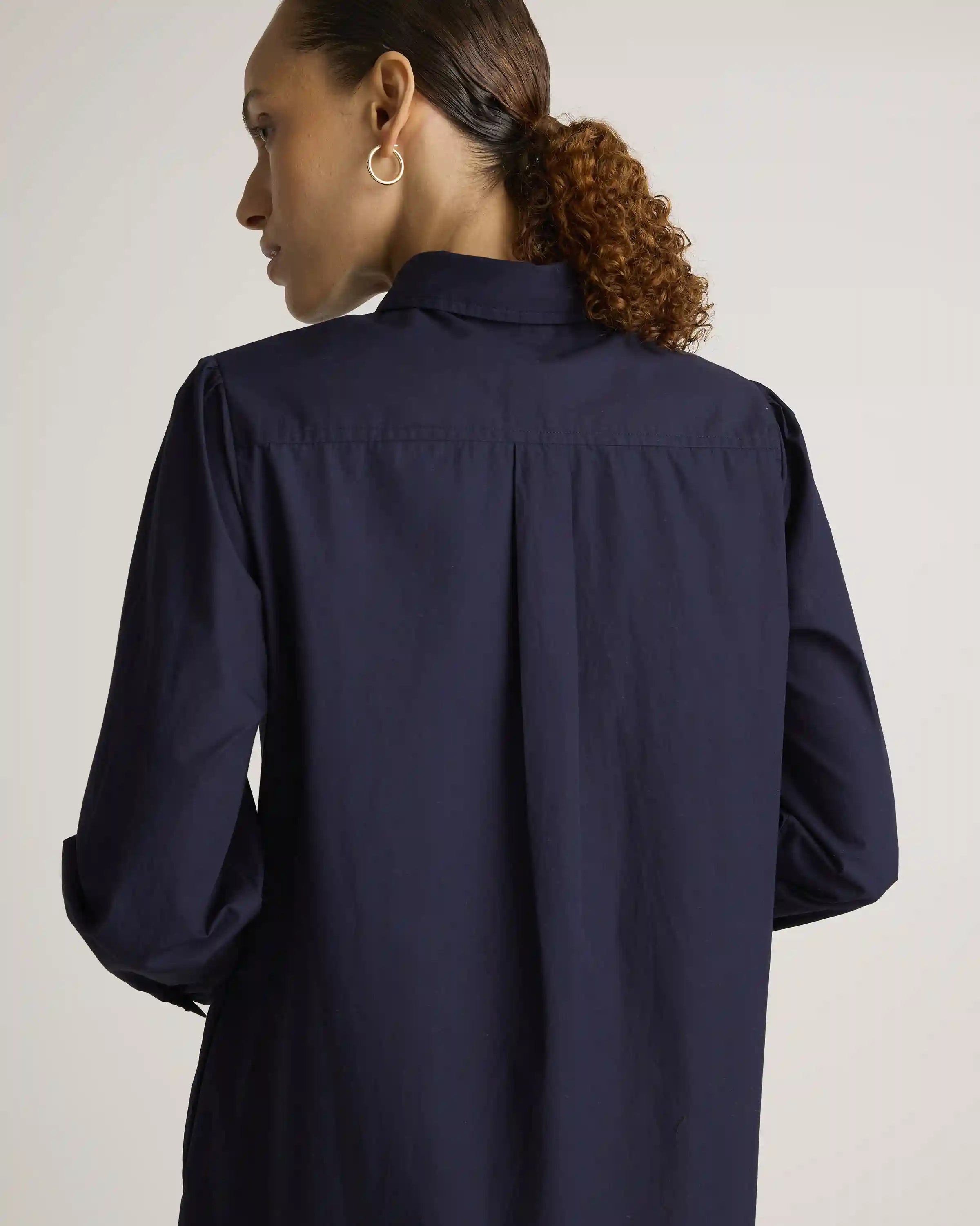 100% Organic Cotton Poplin Drop Waist Shirt Dress