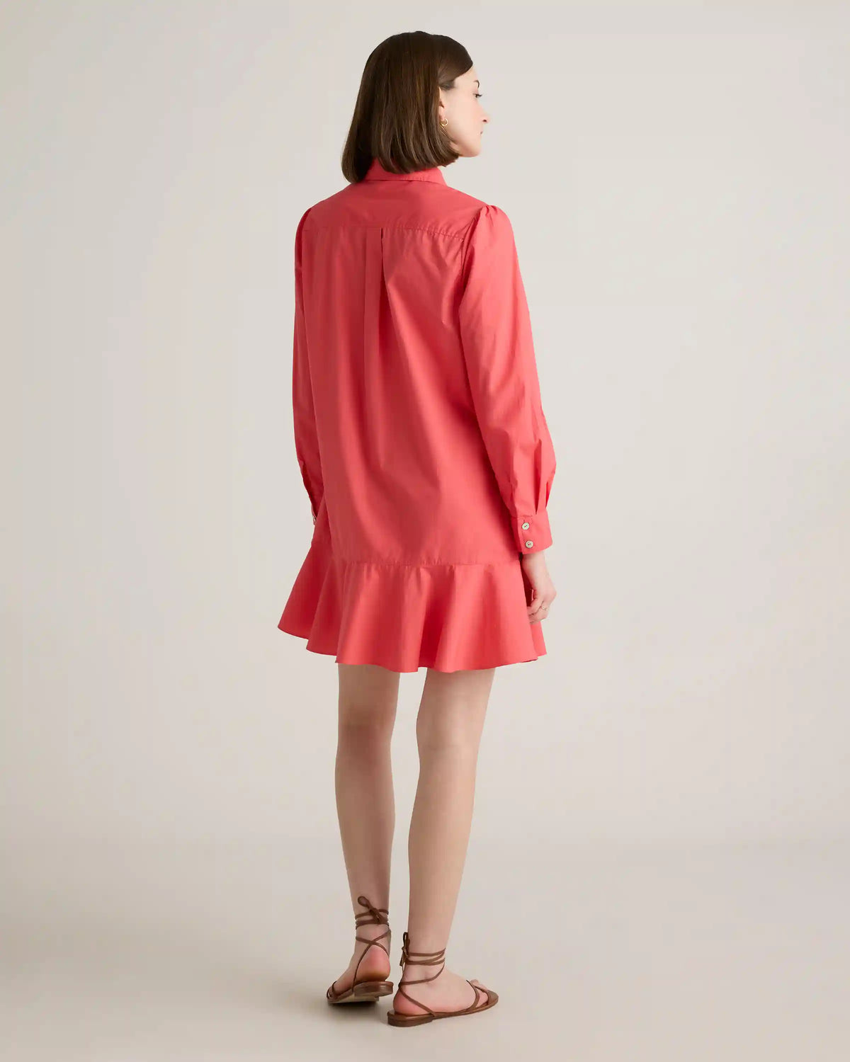 100% Organic Cotton Poplin Drop Waist Shirt Dress